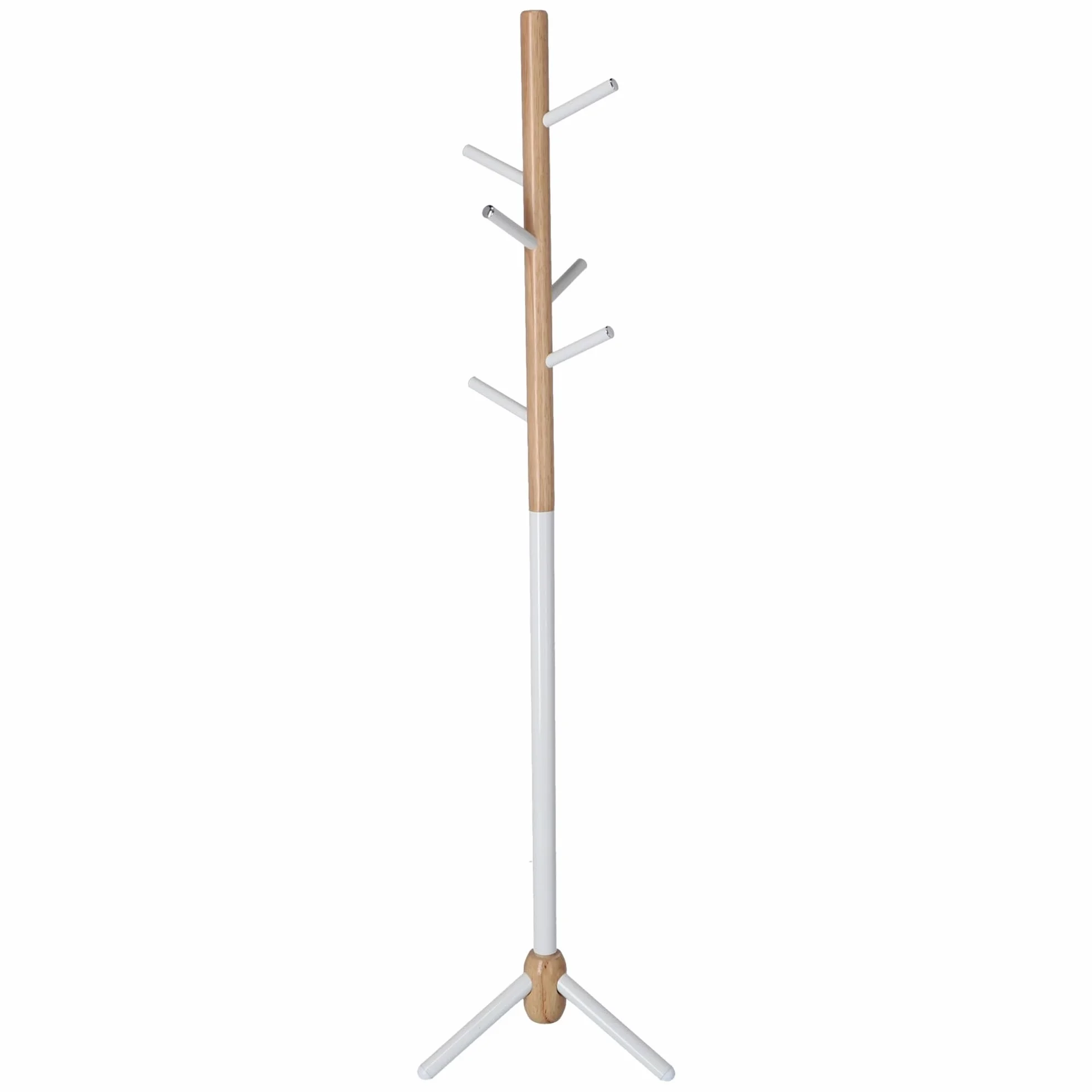 WELL HOME MOBILIARIO & DECORACIÓN Perchero Infantil Half de 6 Perchas, en Metal Blanco y Madera, 28x28x176 cm
