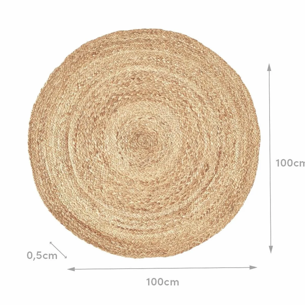 LOLAhome - Alfombra Redonda Trenzada de Yute Natural de 100 cm. Pieza Artesanal, Duradera y Atemporal, Vestir Suelos con Personalidad aportando Calidez y un frescor Natural.