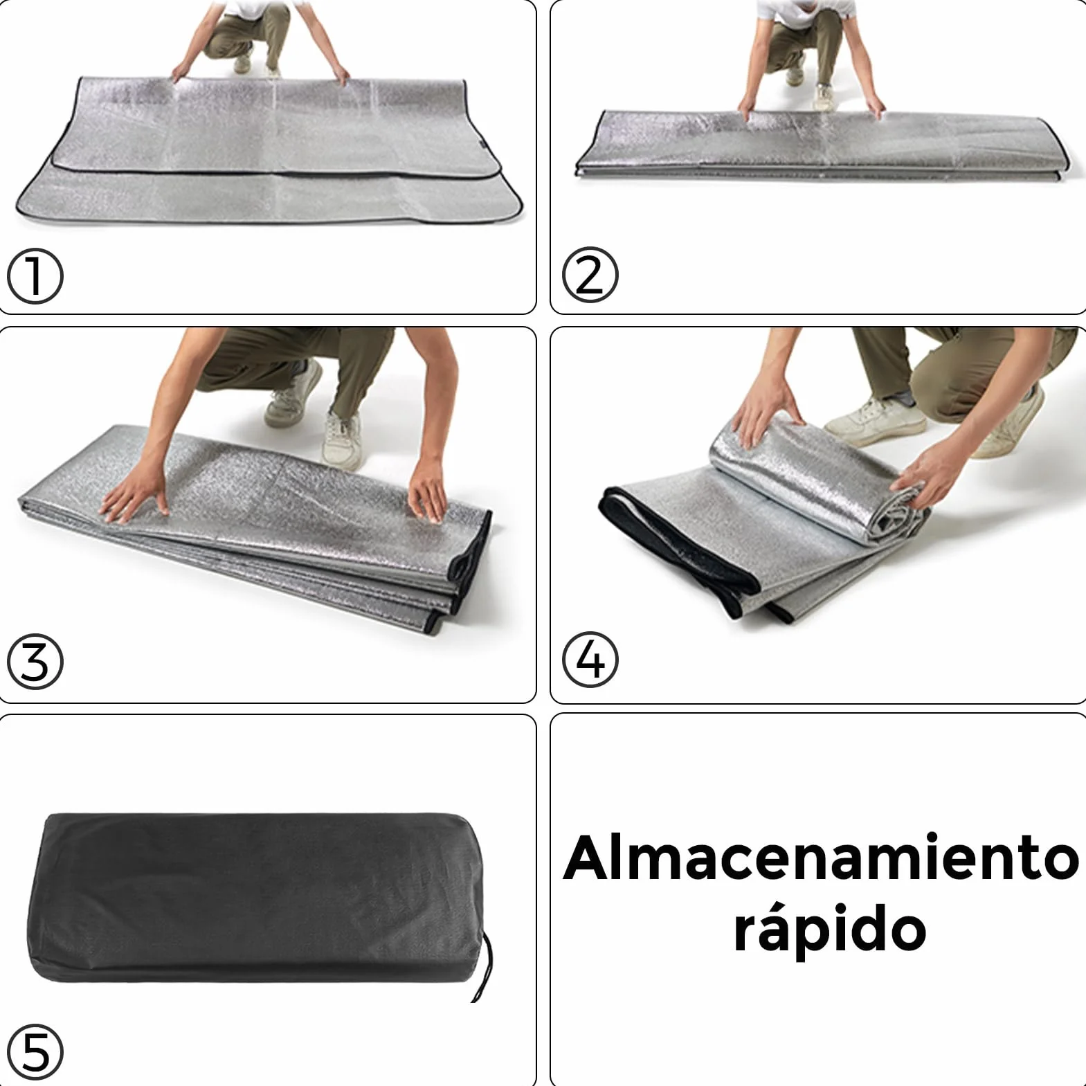 Esterilla Aislante de Aluminio Térmica para Camping 200x200 cm Impermeable Ultraligera Plegable