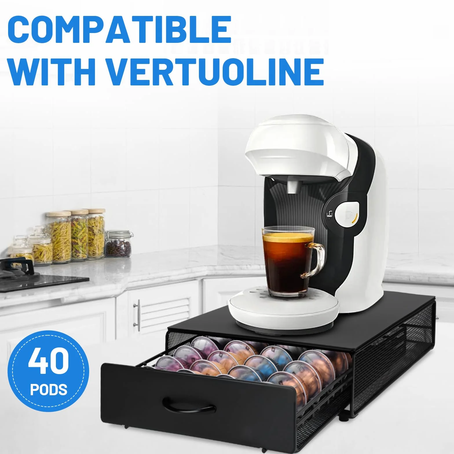 JOYBOY Soporte para Cápsulas de Café,Soporte Organizador,Dispensador Capsulas Compatible,Cajón para Almacenar Cápsulas,Soportes para Cápsulas de Café para 40 Cápsulas Vertuoline