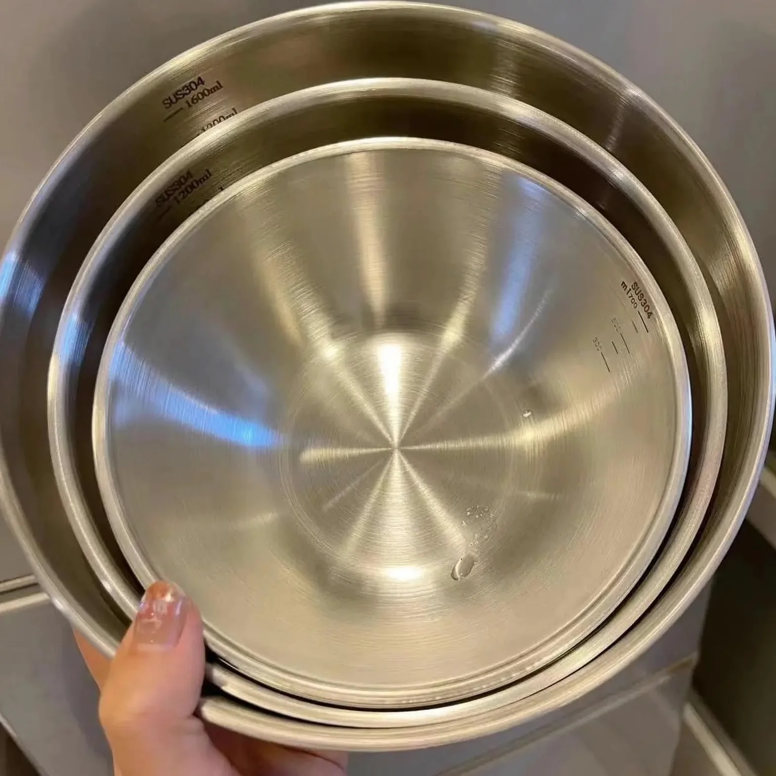 Tazón Para Mezclar Juego de tazones for mezclar acero inoxidable | 1-3 piezas con báscula de gran capacidad for cocinar, hornear y almacenar alimentos(L 1pc)