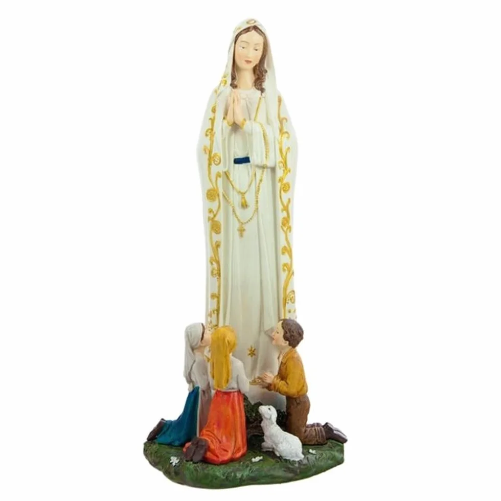 Virgen de Fátima figura 43 cm. escultura con niños resina