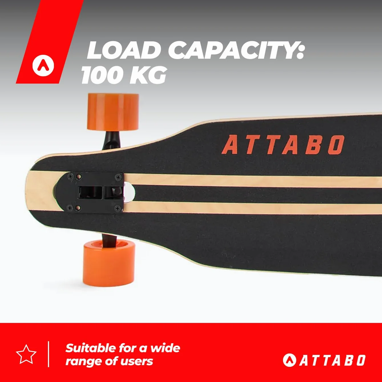 ATTABO Flowrider Longboard Skateboard 38" Arce ABEC-7 Cruiser Negro 100kg