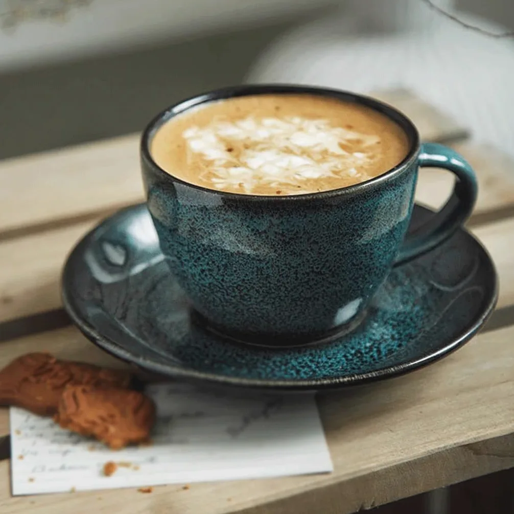 ENGENDER Tazas Cafe Taza De Café Esmaltada Al Horno, Juego Simple Té La Tarde Mug Cups(B)