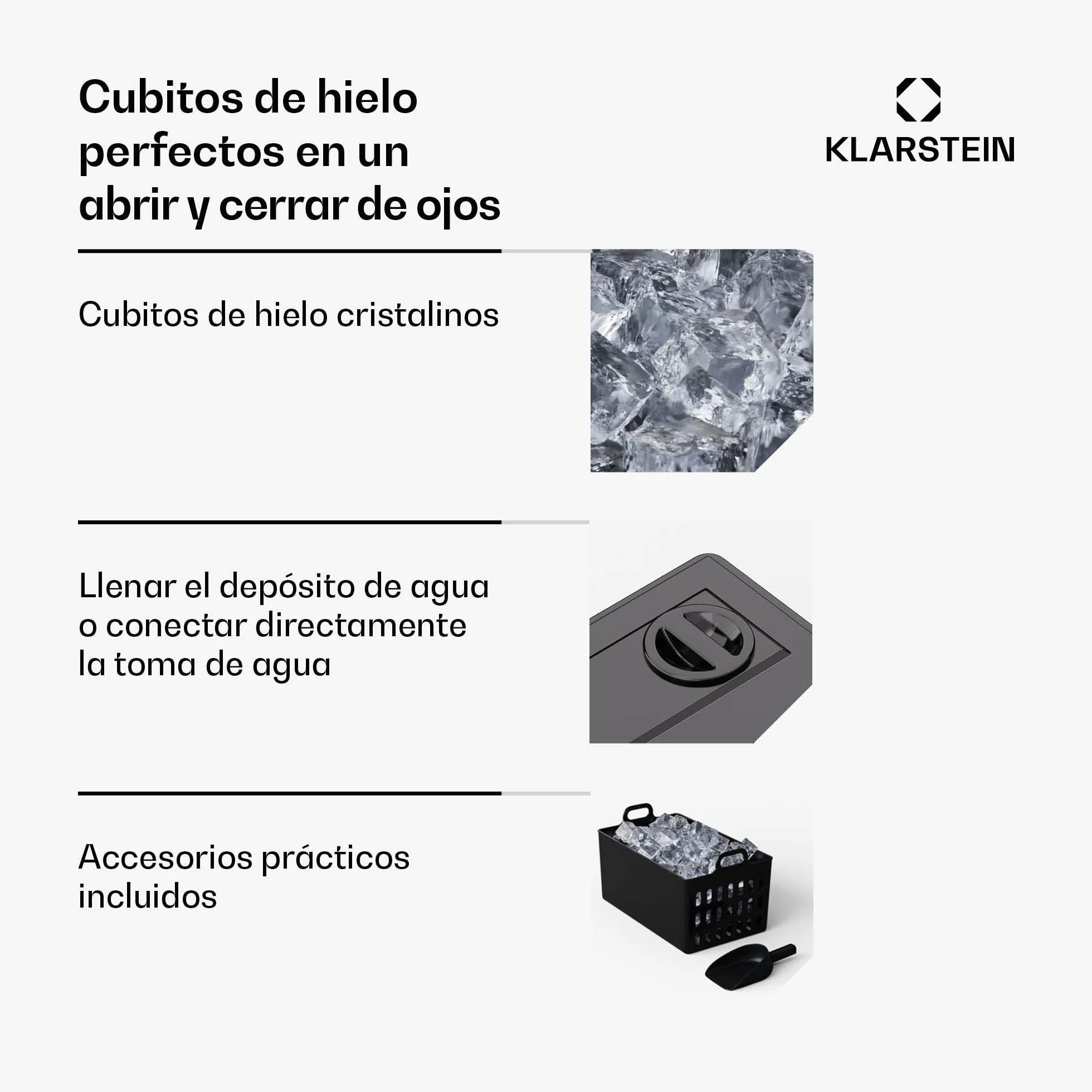 Klarstein FrostMaster máquina de hielo - hasta 40 kg/día, 34 cubitos en 15 min, carcasa de acero inoxidable, panel led, fácil de limpiar, ideal para casa y fiestas