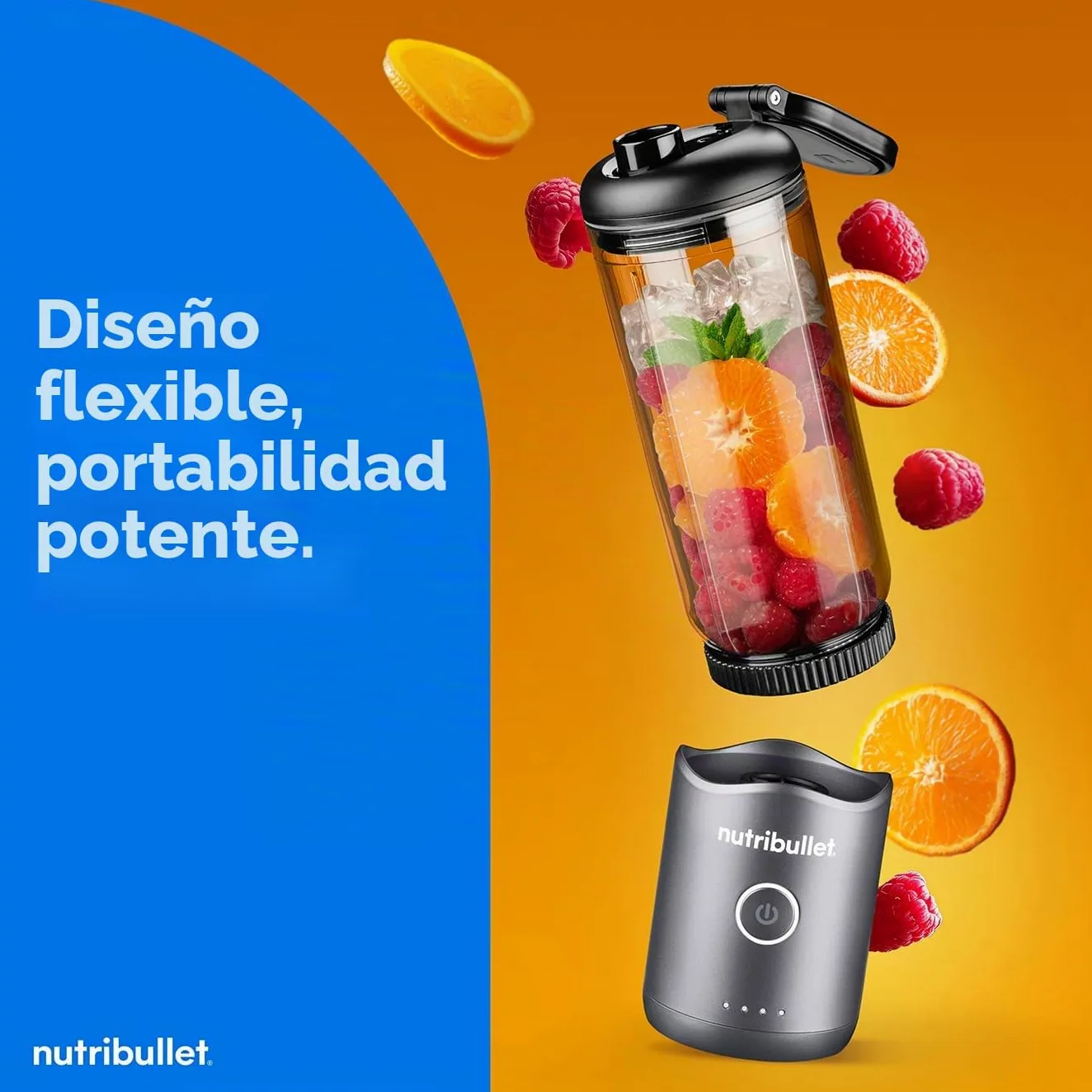 nutribullet Flex Blender en metal, alta capacidad, 500 ml, listo para viajar, cuchillas desmontables, indicador de batería, diseño portátil, elegante y compacto, fácil de mezclar, para batidos y jugos