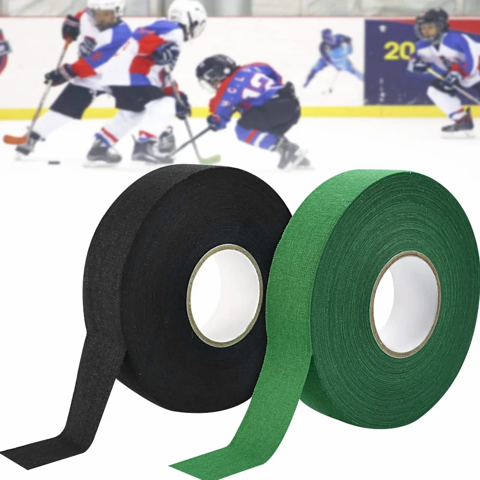 Cinta de Hockey Autoadhesiva 2 Rollos Verde y Negro 2.5cm*25m Antideslizante para Palo de Hockey, Raqueta, Bádminton, Ping Pong