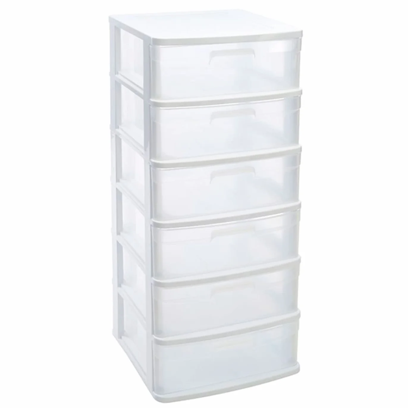 Acan - Cajonera Sena 6 cajones, plástico Blanco, 40 x 39 x 96,5 cm, Torre de almacenaje, cajones opacos, Organizador Auxiliar Multiusos, Almacenamiento, Dormitorio, baño, Oficina