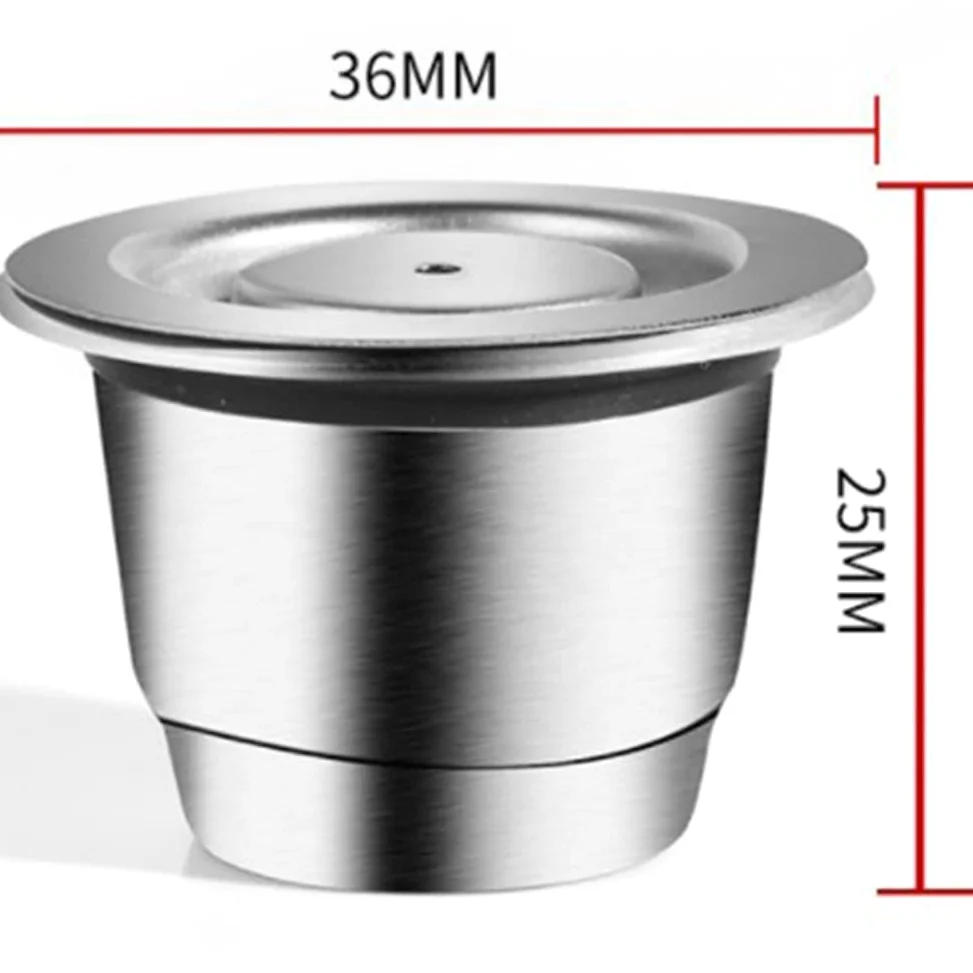 Cápsulas reutilizables, acero inoxidable, 9 almohadillas rellenables para + 3 tamper + 3 cucharas + 3 cepillos