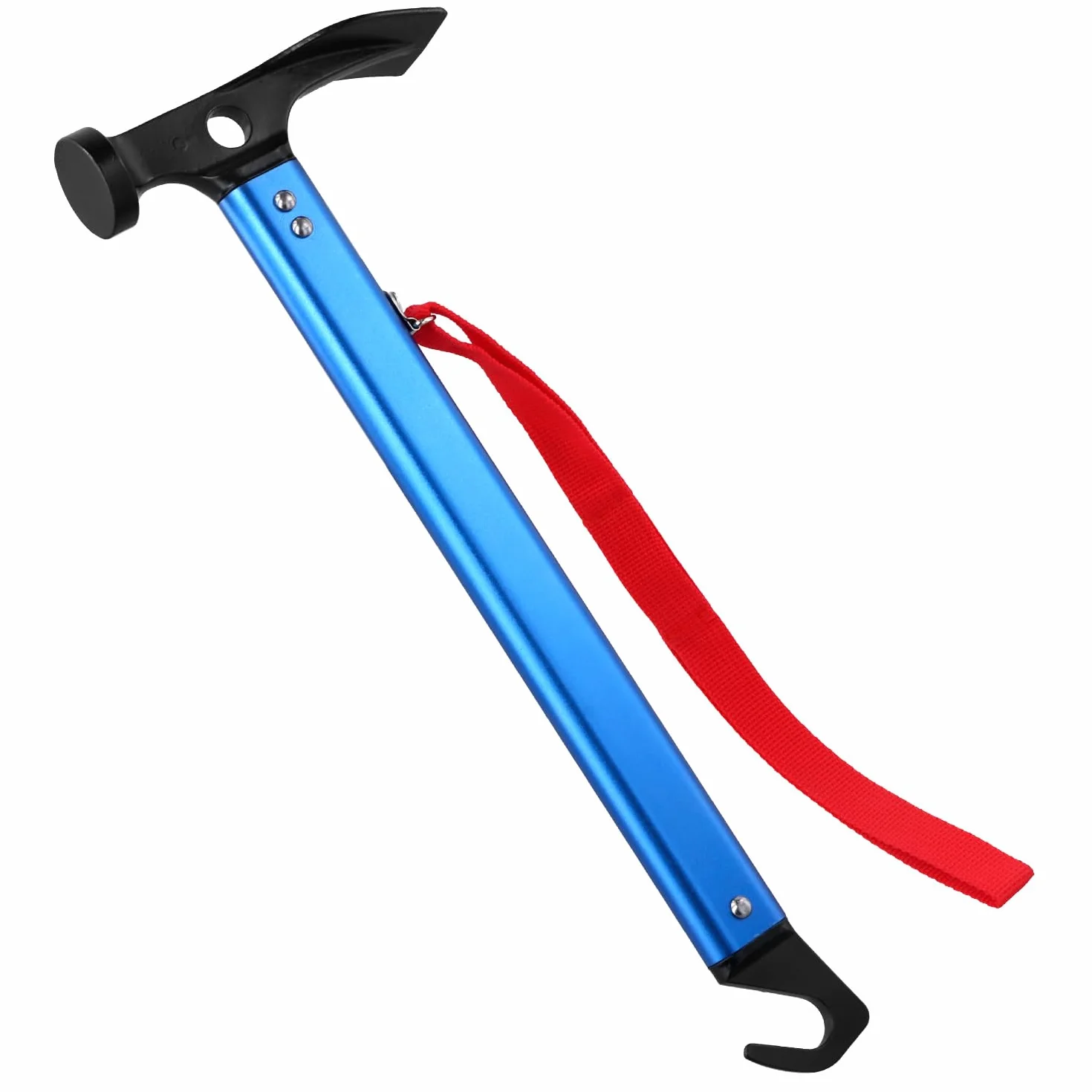 QWORK Martillo Camping 30.5 cm Aluminio Multifuncional Azul 430 gramos