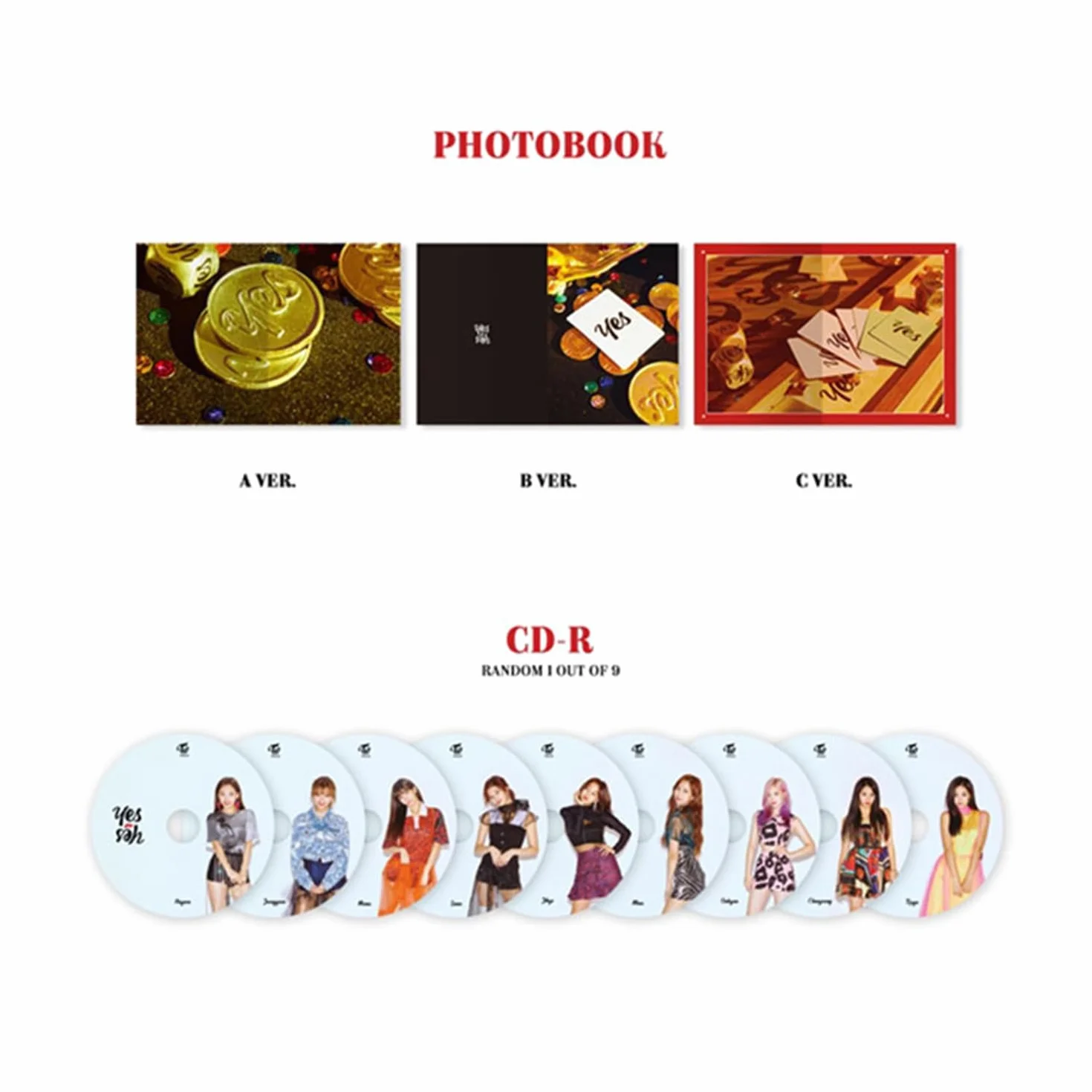 TWICE YES or YES 6th Mini Album B ver. CD Photobook Photocards
