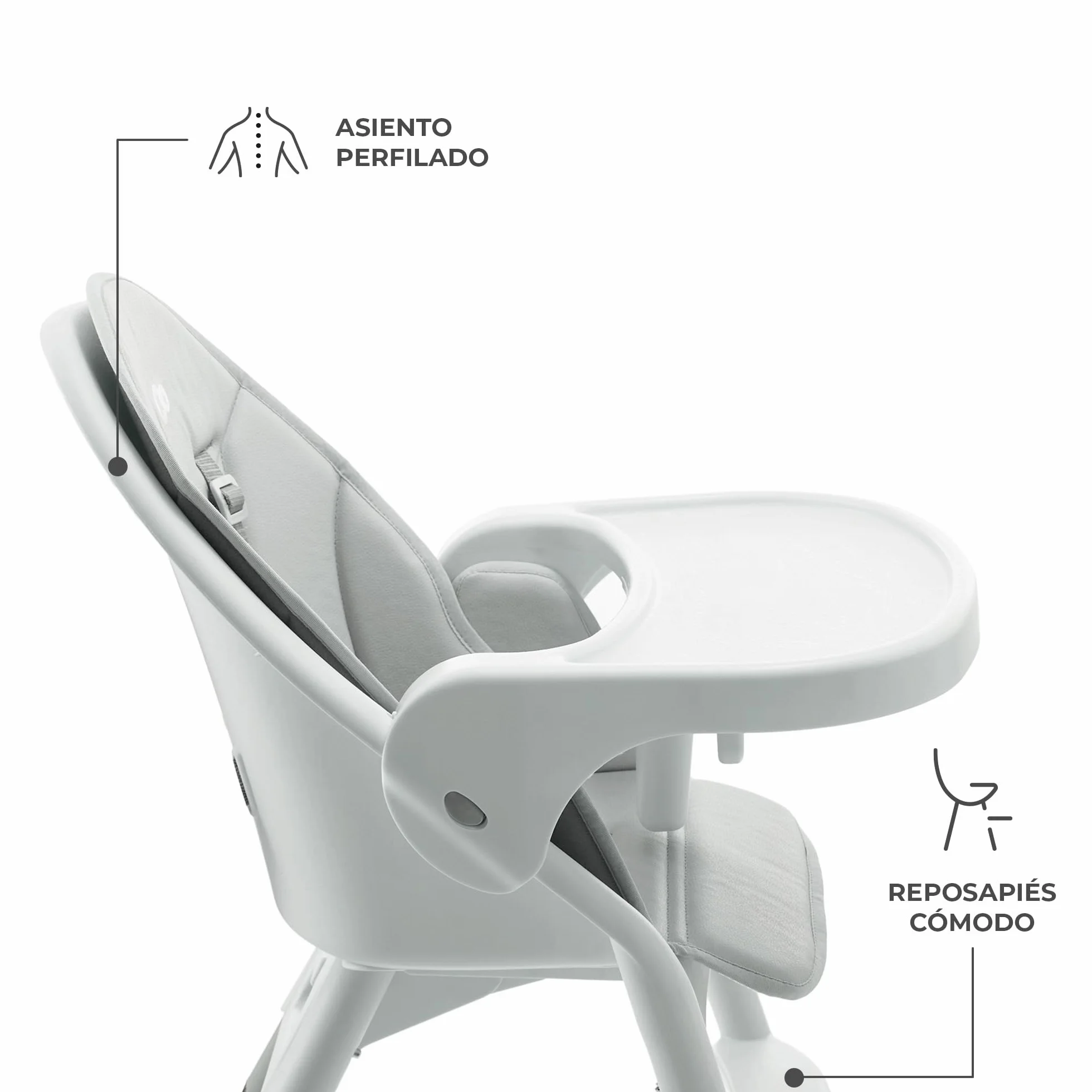 Kinderkraft DINNLY Trona bebé Silla Infantil portátil Bandeja Ajustable Fácil de limpiar 20kg Gris claro