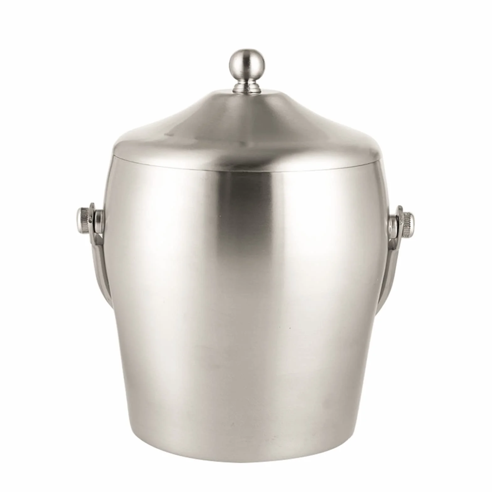 Cubiteras Cubo de Hielo de Doble Capa de Acero Inoxidable Cubo de Aislamiento portátil escarchado con Cubierta for Barra de Casas, Cerveza fría y Vino Cubo de Hielo térmico (Size : Small)
