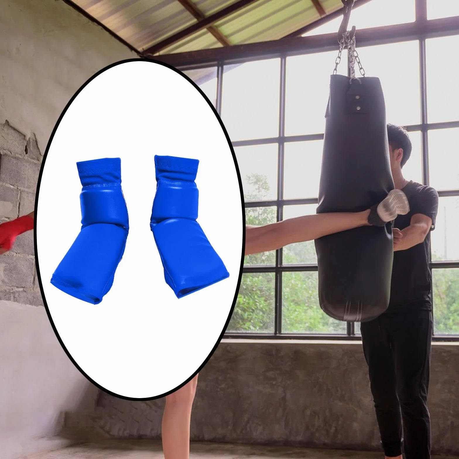 Baoblaze Protector de pie para boxeo antideslizante elástico Azul M
