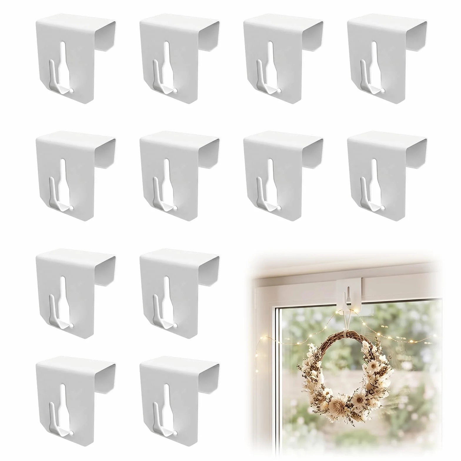 12 ganchos decorativos para ventanas, sin pegar, para decoración de ventanas, ganchos para colgar en ventanas, rango de sujeción de 21 mm, ganchos para ventanas, decoración de ventanas para
