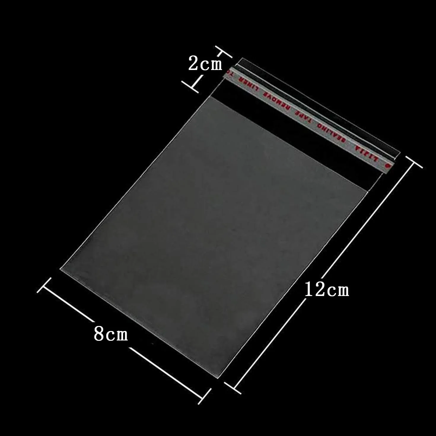 RUBY 200 Bolsas Transparentes con Cierre Adhesivo, Bolsas de Celofán para Dulces, Galletas y Regalos, Plástico Transparente Resistente para Embalaje y Manualidades, 8x12 cm