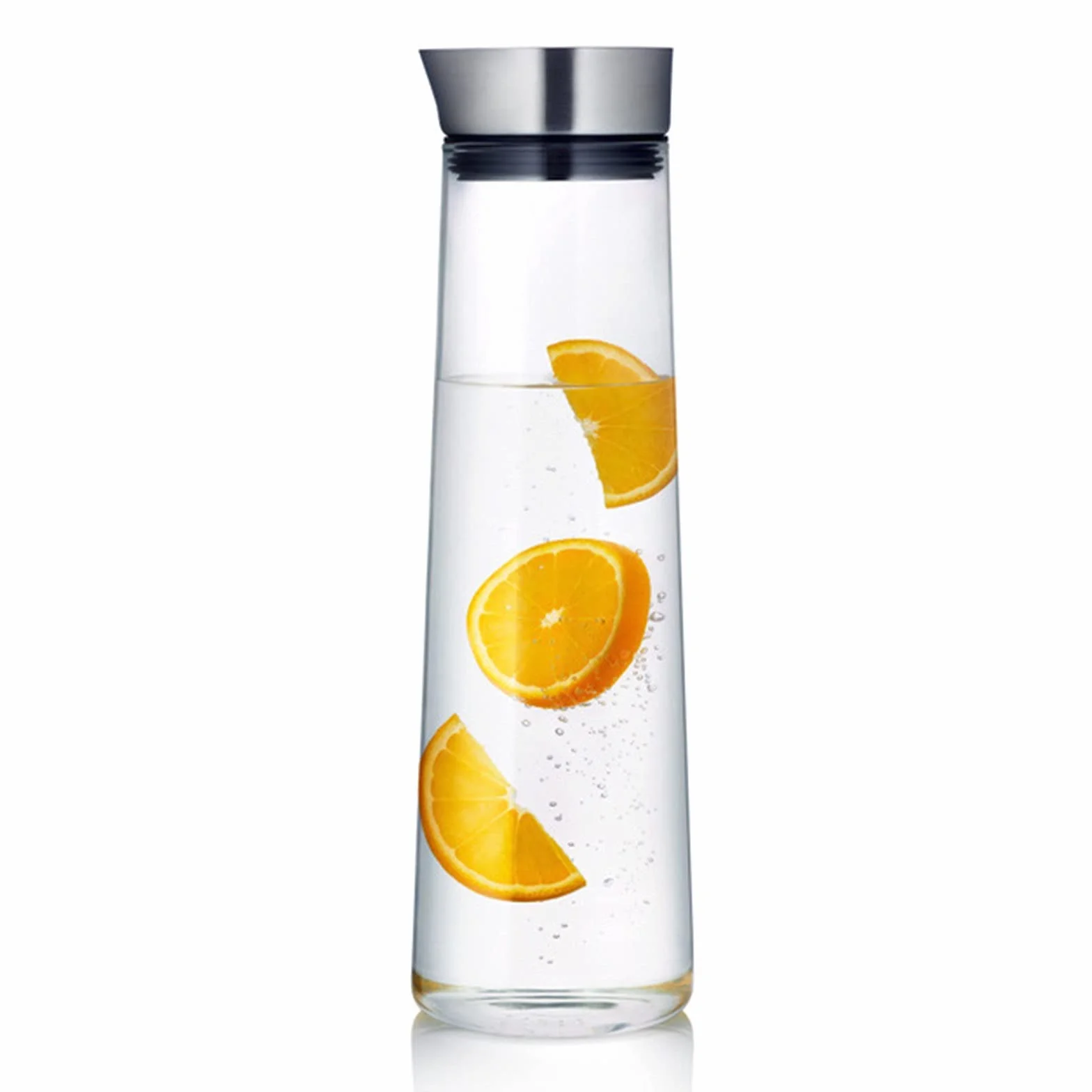 Jarra de Agua Transparente para Nevera, Botella de Vidrio Grueso con Tapa de Acero Inoxidable, Ideal para Limonada y té Helado.