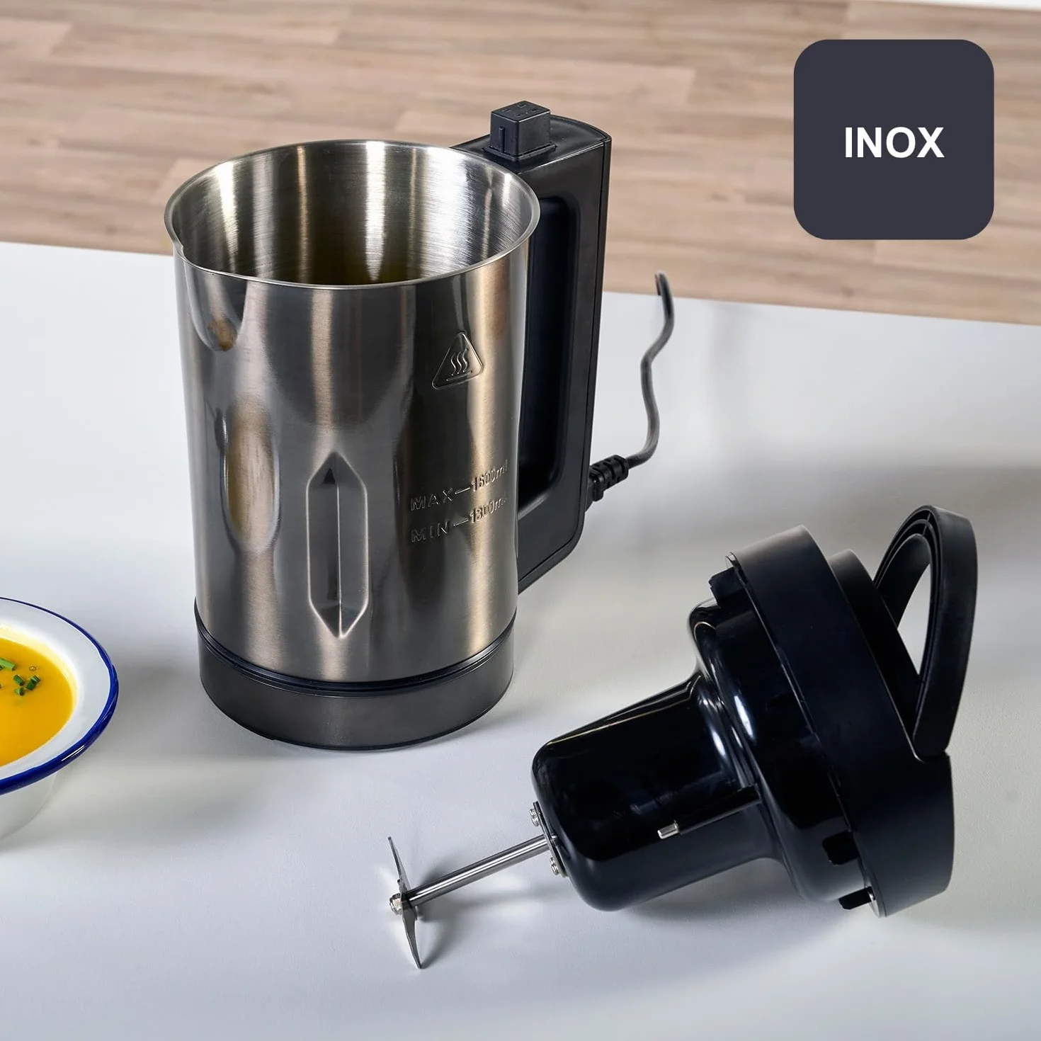 BLACK+DECKER - Sopera Eléctrica BXSM1000E | Hornillo de Sopa 1040W | Jarra Inox 1,6L | 7 Programas Automáticos | Smoothies y Compotas | Mantener Caliente | Pantalla Digital | Sin BPA