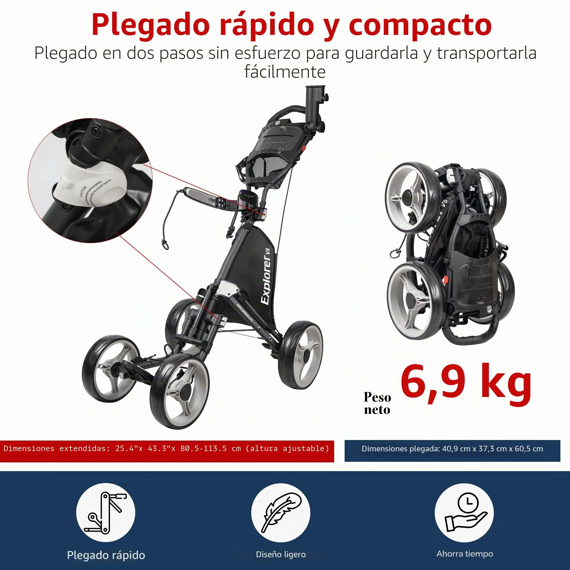 CaddyTek Explorer V8 Superlite Golfwagen mit 4 Rädern