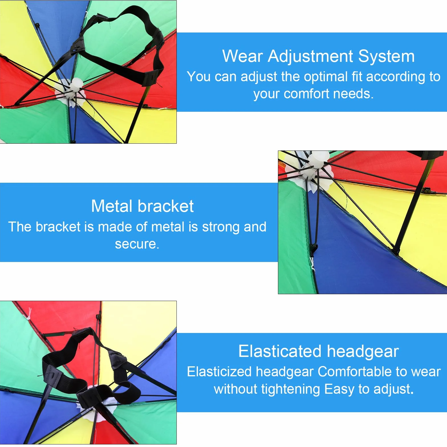 Sombreros de Paraguas 3 PCS Gorras de Paraguas de Arco Iris Ajustable para Adultos Niños Playa