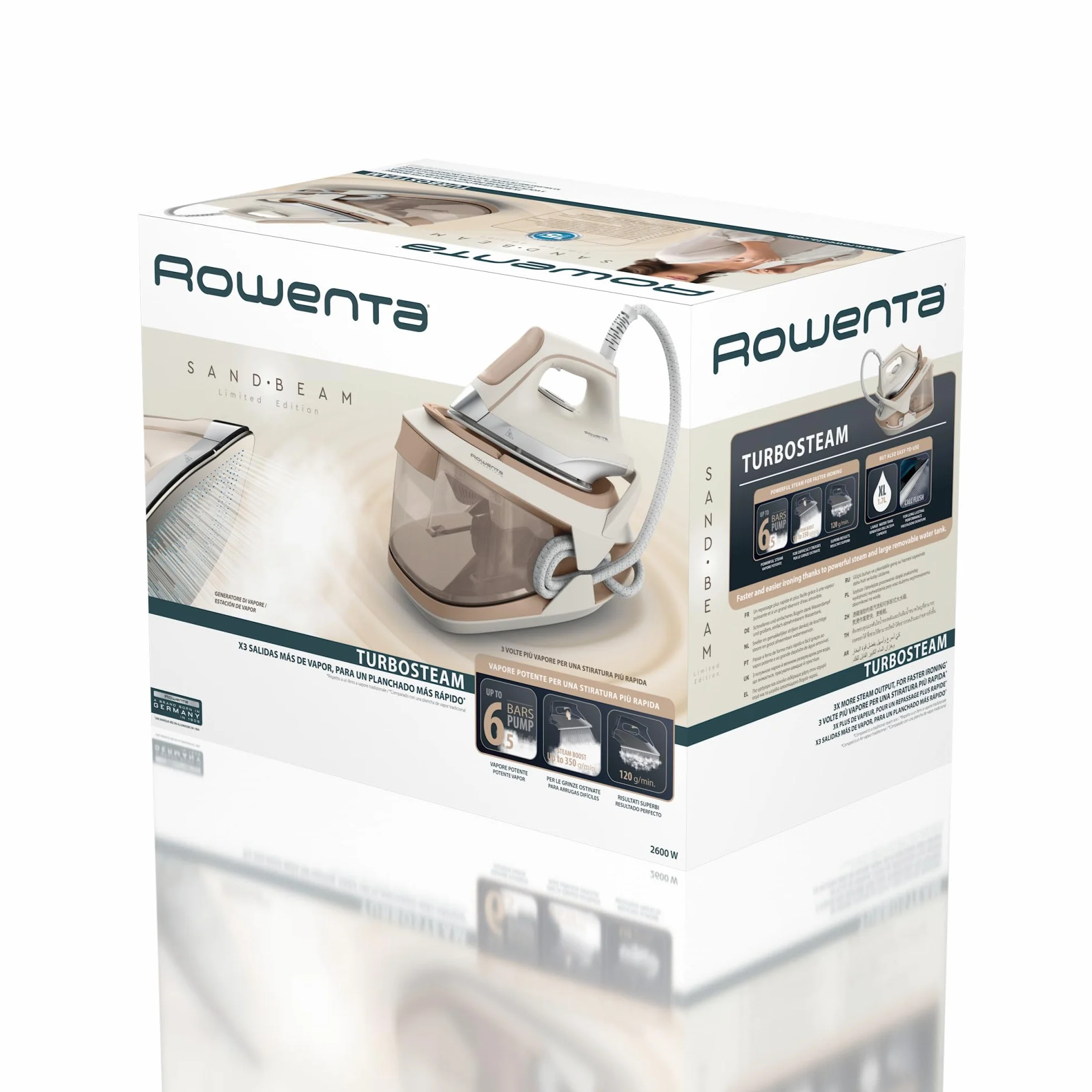 Rowenta Turbosteam Centro de Planchado Compacto, 6,5 Bar, Golpe de Vapor 350 g/min, Vapor Continuo 120 g/min, Depósito 1,7 L, Elimina Arrugas Difíciles, Fácil de Usar (Reacondicionado)