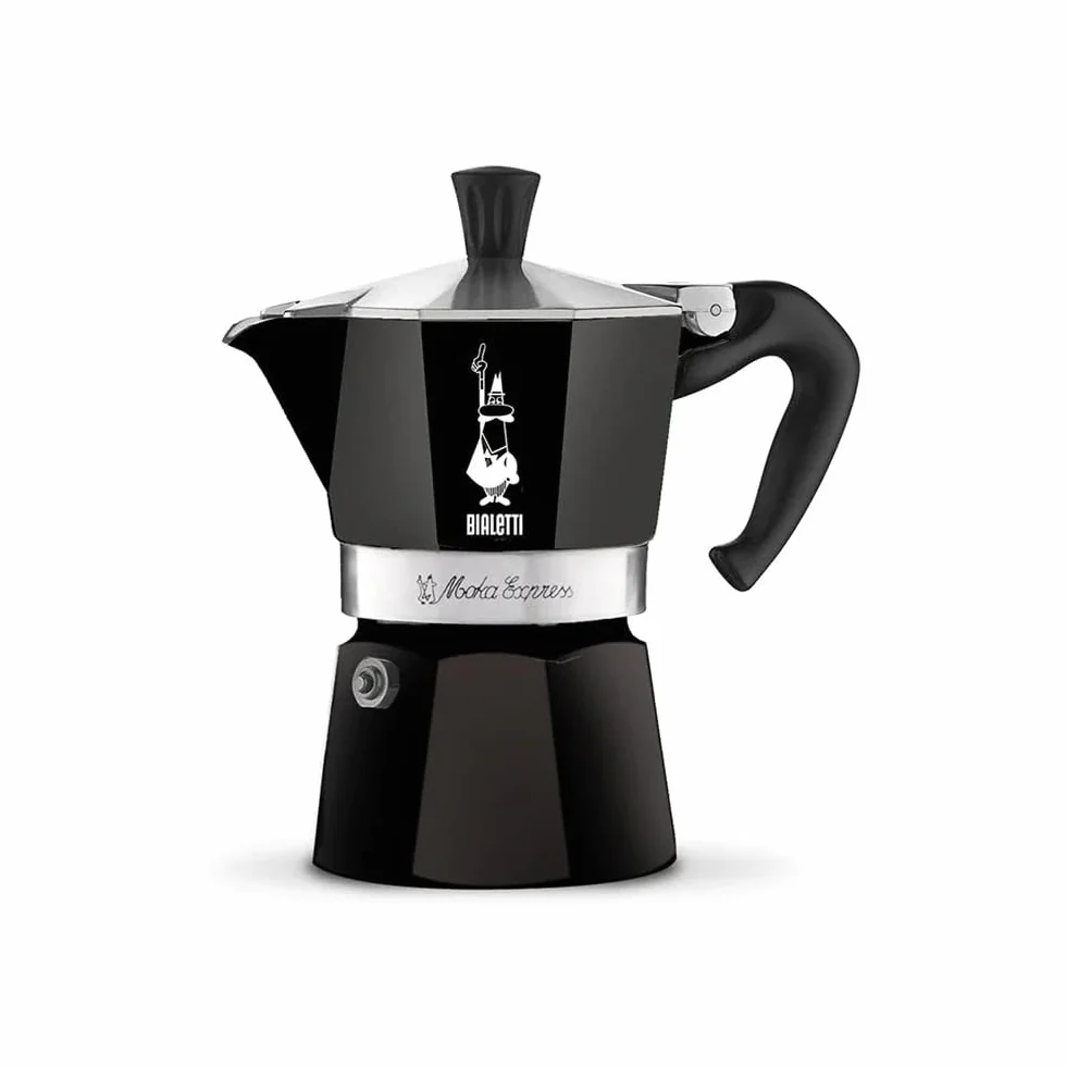 Bialetti - Moka Color: icónica cafetera espresso para estufa, hace café italiano real, tazas Moka Pot 6 (250 ml), aluminio, Negro, 6 Tazas