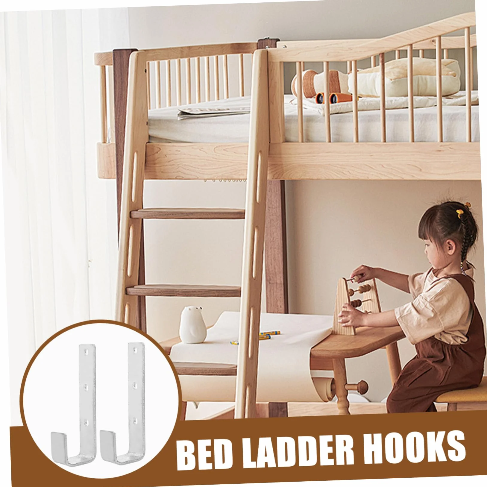 Cabilock 2 Piezas gancho de escalera de cama literas cama para niños soporte de escalera para cama de niños gancho para litera en forma de l almacenamiento escalera recta cama pesada