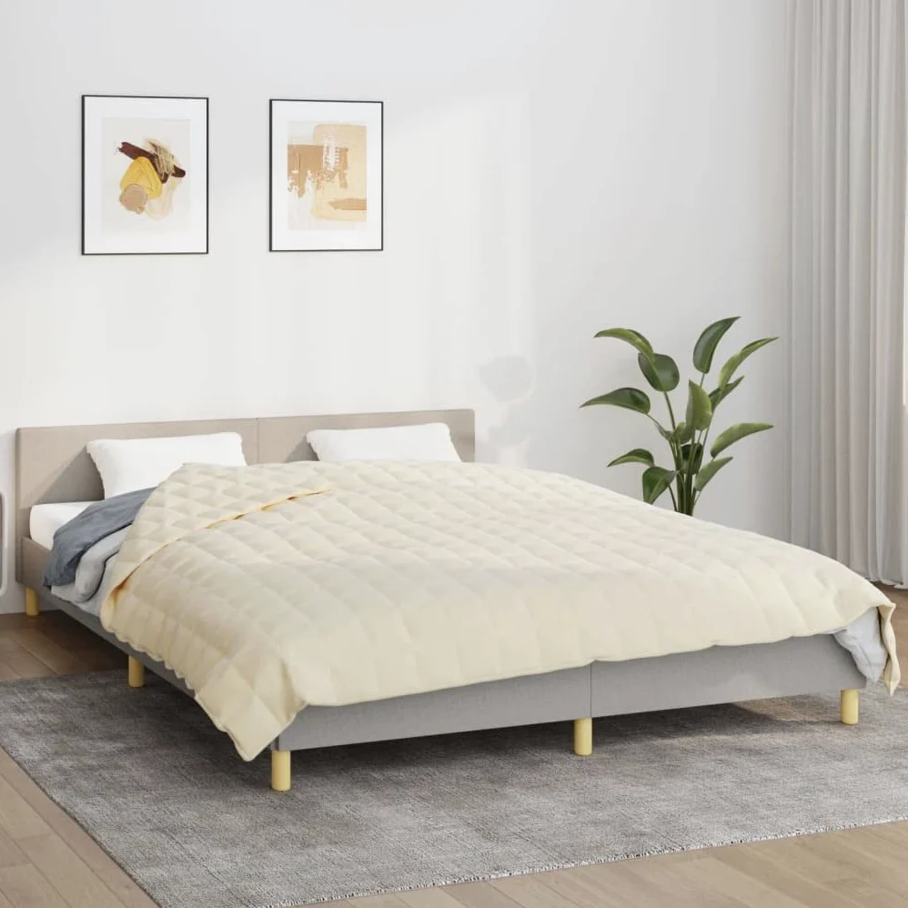Homgoday Manta con Peso Tela Color Crema Claro 200x200 cm 13 kg, Manta Ponderada Manta con Peso para aliviar el estrés, Manta Pesada para Adultos, Manta Sofa Invierno