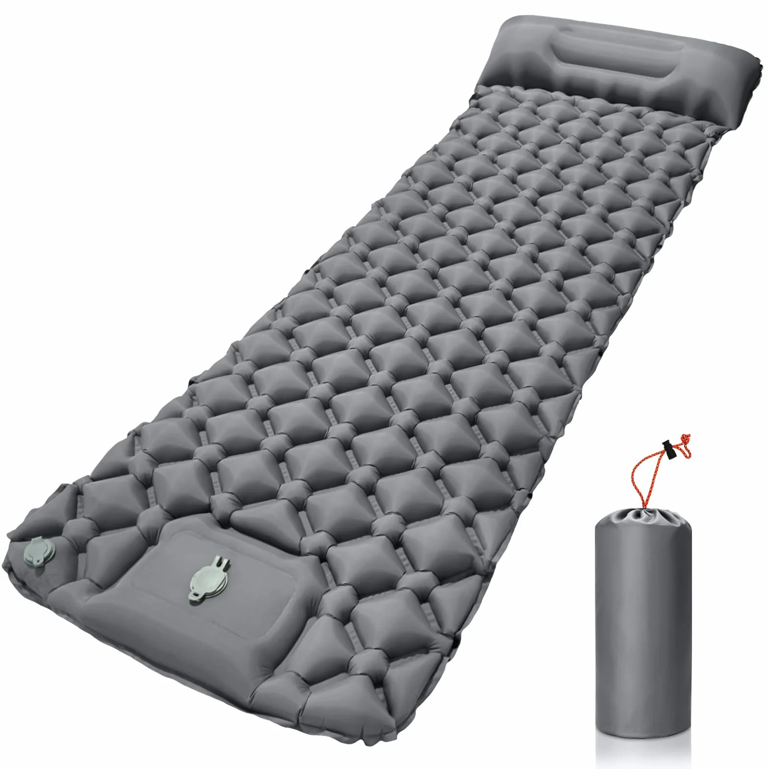 Colchón Autoinflable para Camping Impermeable con Bomba de Pie y Almohada Ultraligera Portátil