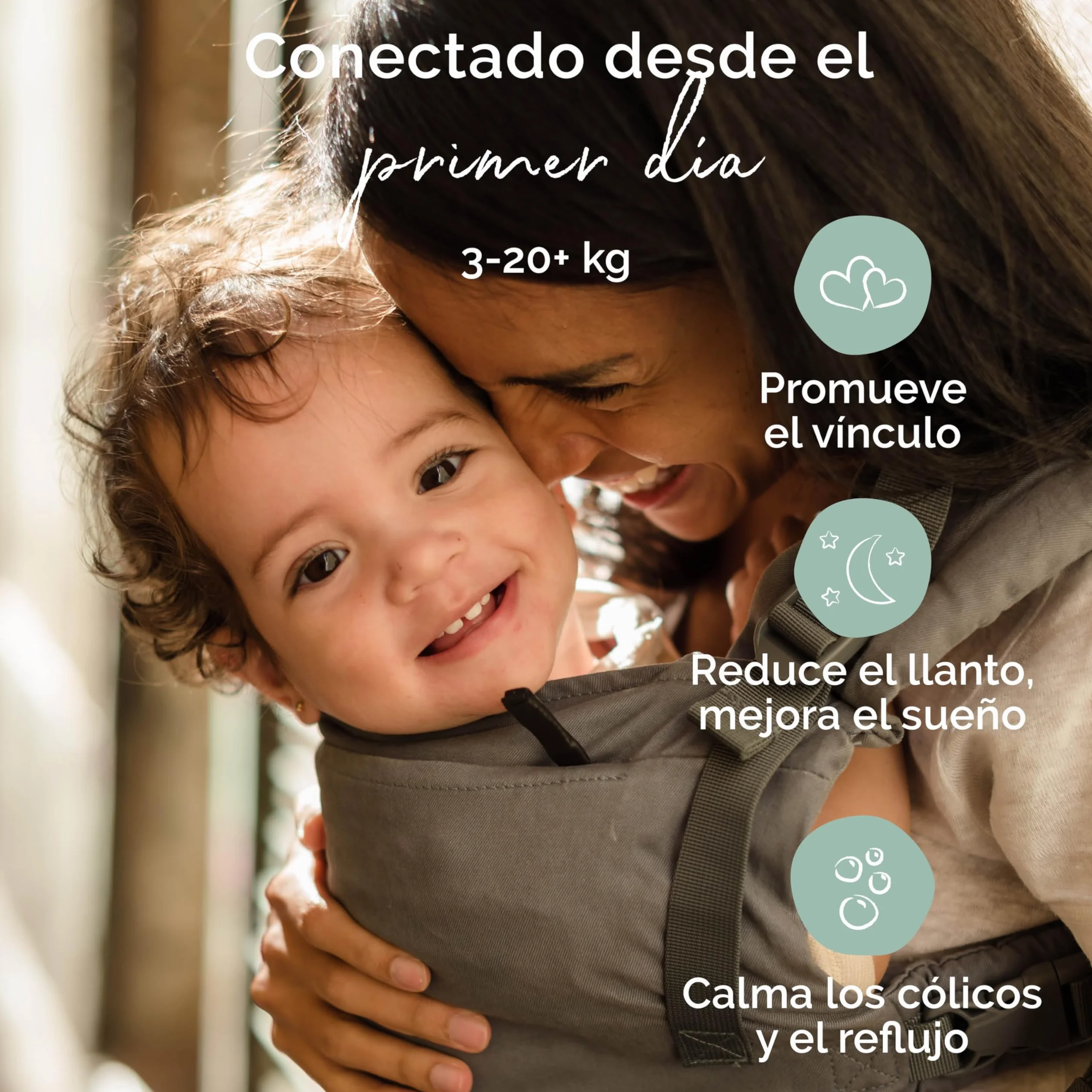 Boba X Mochila Portabebés Ergonómica Ajustable para Recién Nacidos 3-20 kg Gris