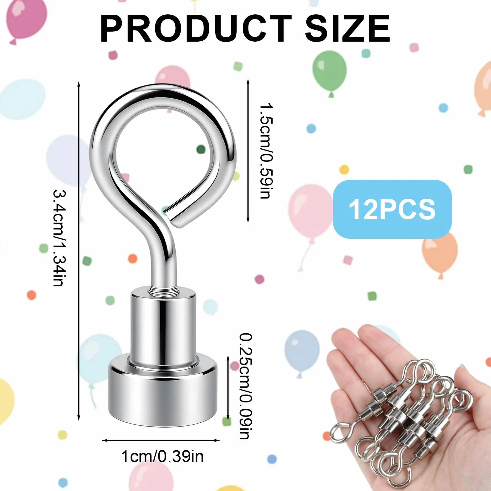 Pesas para Globos de Helio Reutilizable, Magnéticas Plateadas para Fiestas, Bodas, Cumpleaños