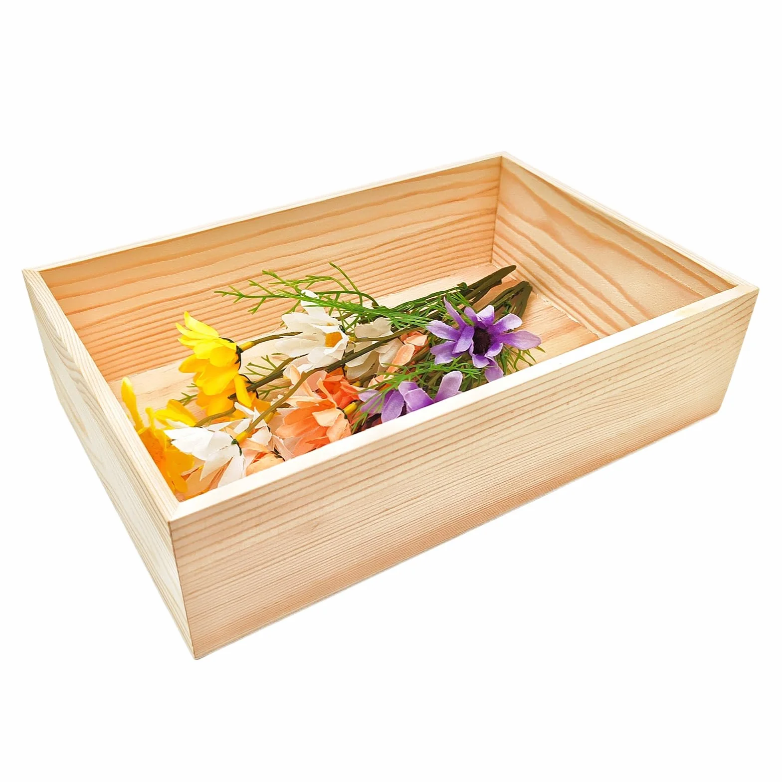 Anktily 1 paquete de cajas de almacenamiento de madera sin terminar, organizador rectangular de 30 x 20 x 8 cm, contenedor de madera natural rústica para decoración del hogar, oficina y lugar