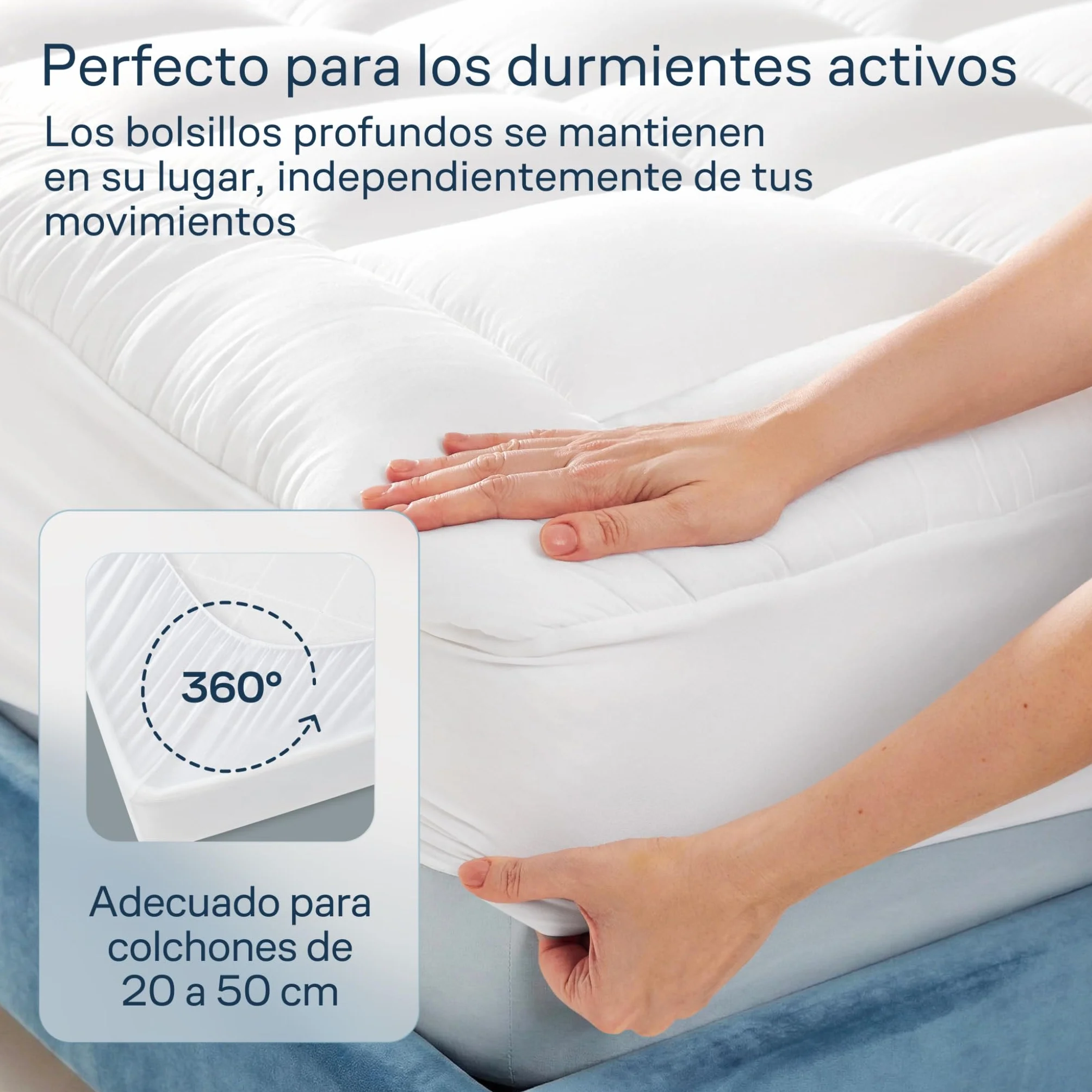 Cotton 100% 130T Mattress Topper 120x190 cm, 600 gsm with Skirt 7D/3D 50/50