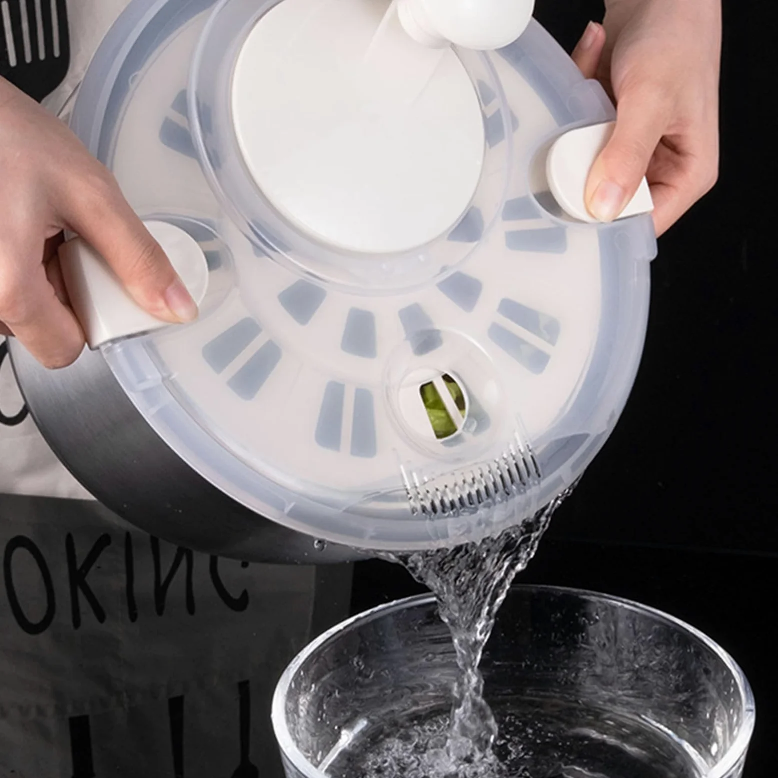 y centrifugadora de lechuga,Secadora de frutas,Secador giratorio para | ensaladas, giratorio para lechuga - de ensalada de acero inoxidable, centrifugadora de verduras para lavar y secar frutas veg