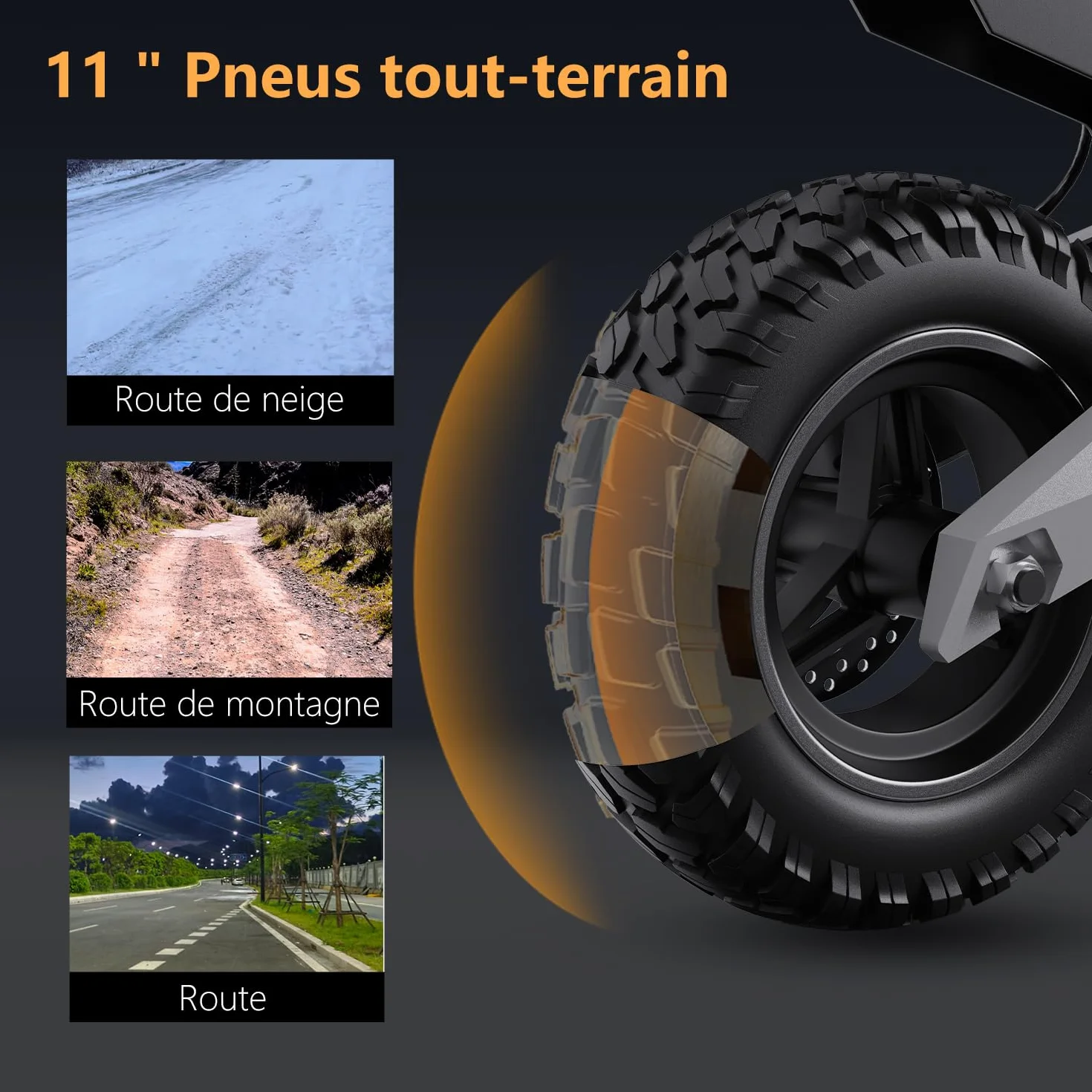 RAYI T10 Patinete Eléctrico para Adultos 48V 13.5Ah 45-50km Autonomía Ruedas 11 Pulgadas Arranque por Llave