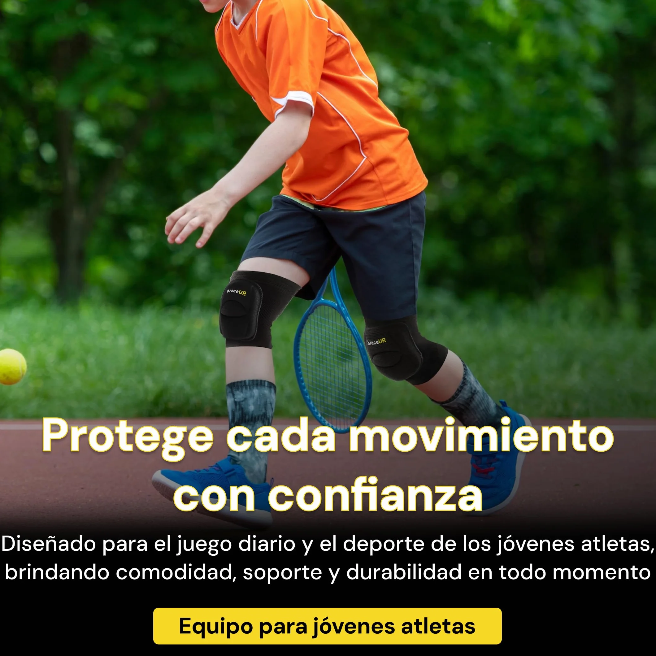 BraceUP Rodilleras Voleibol Protección Deportiva Niños 8–14 Años XS