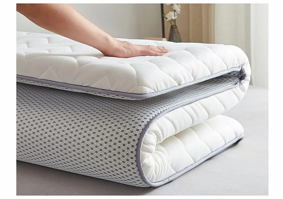 Colchón de futón japonés plegable para viajes, tatami, camping, suelo, dormitorio universitario, colchón plegable portátil (blanco, 90 x 190 cm)