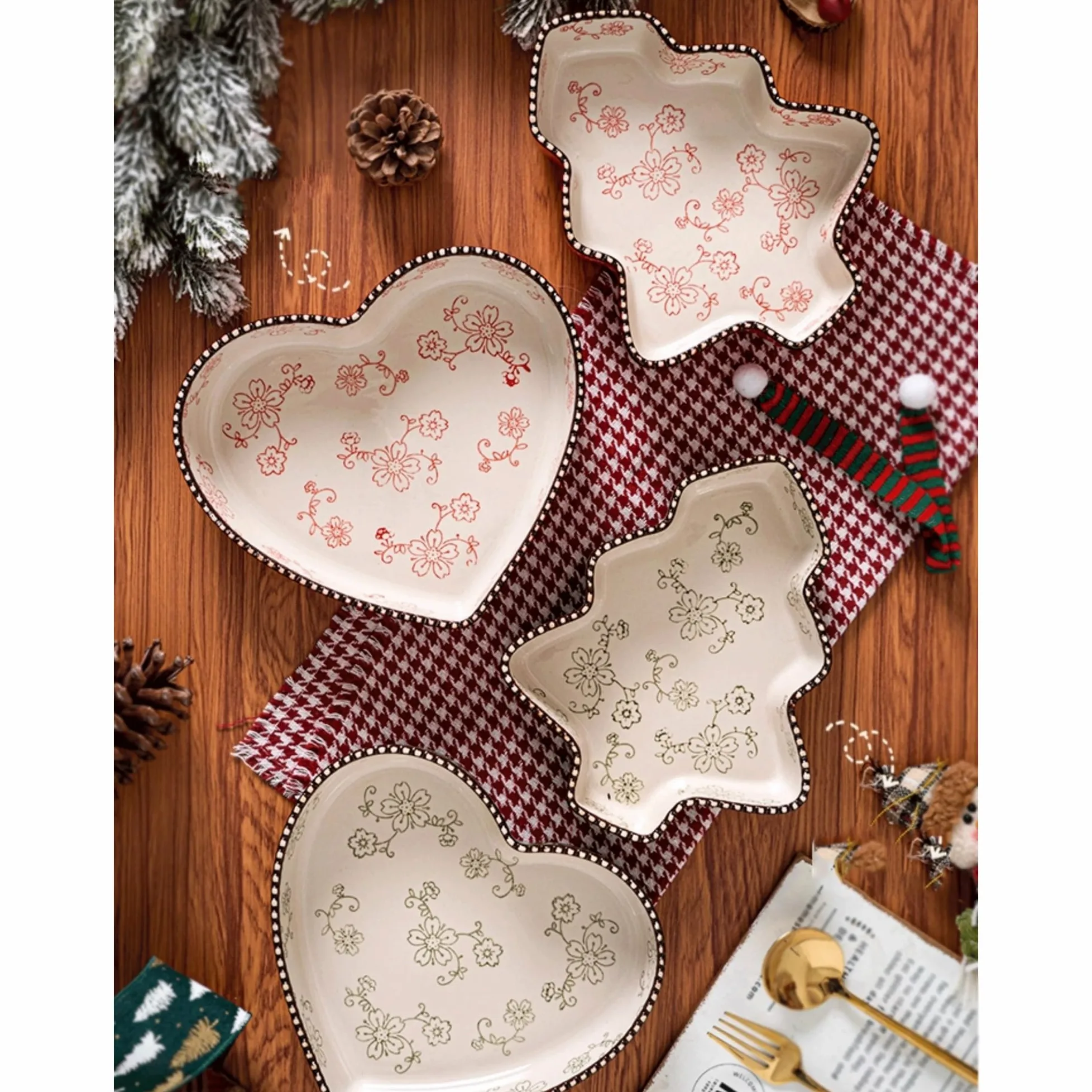 Versátil Bandeja for hornear de cerámica con forma árbol Navidad(Red)