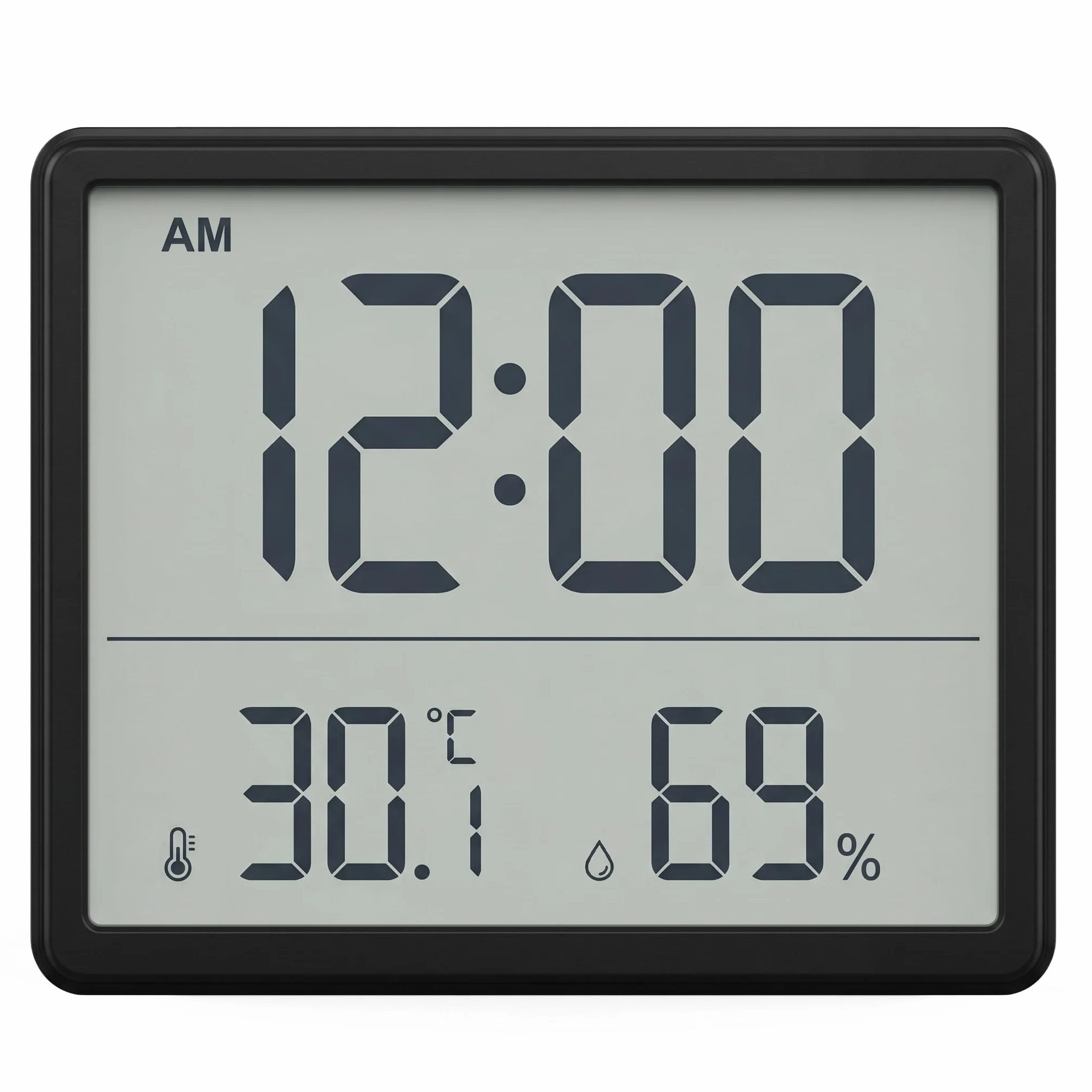 Termohigrómetro Digital LCD, Reloj Despertador con Medidor de Temperatura y Humedad, Reloj 12/24H, Conmutable ℃/℉, Funciona con Batería, Monitor de Clima Interior para Oficina, Escuela, Cocina, Hogar
