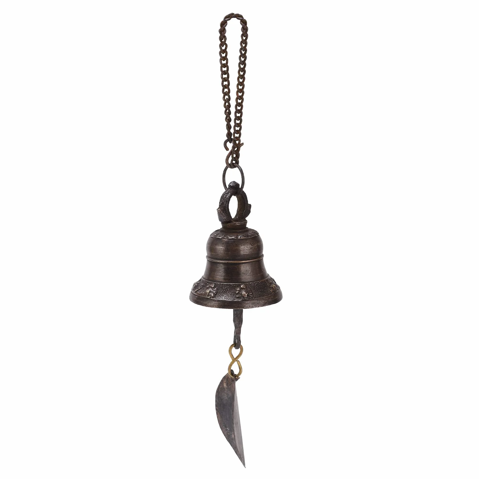 Campana de Cena de Cobre nepalí Hecha a Mano con badajo de Hierro Fundido, Campana Colgante de Gran Volumen para Puerta, Cerca o Pilar, carillón Decorativo para Cocina, casa de CAM