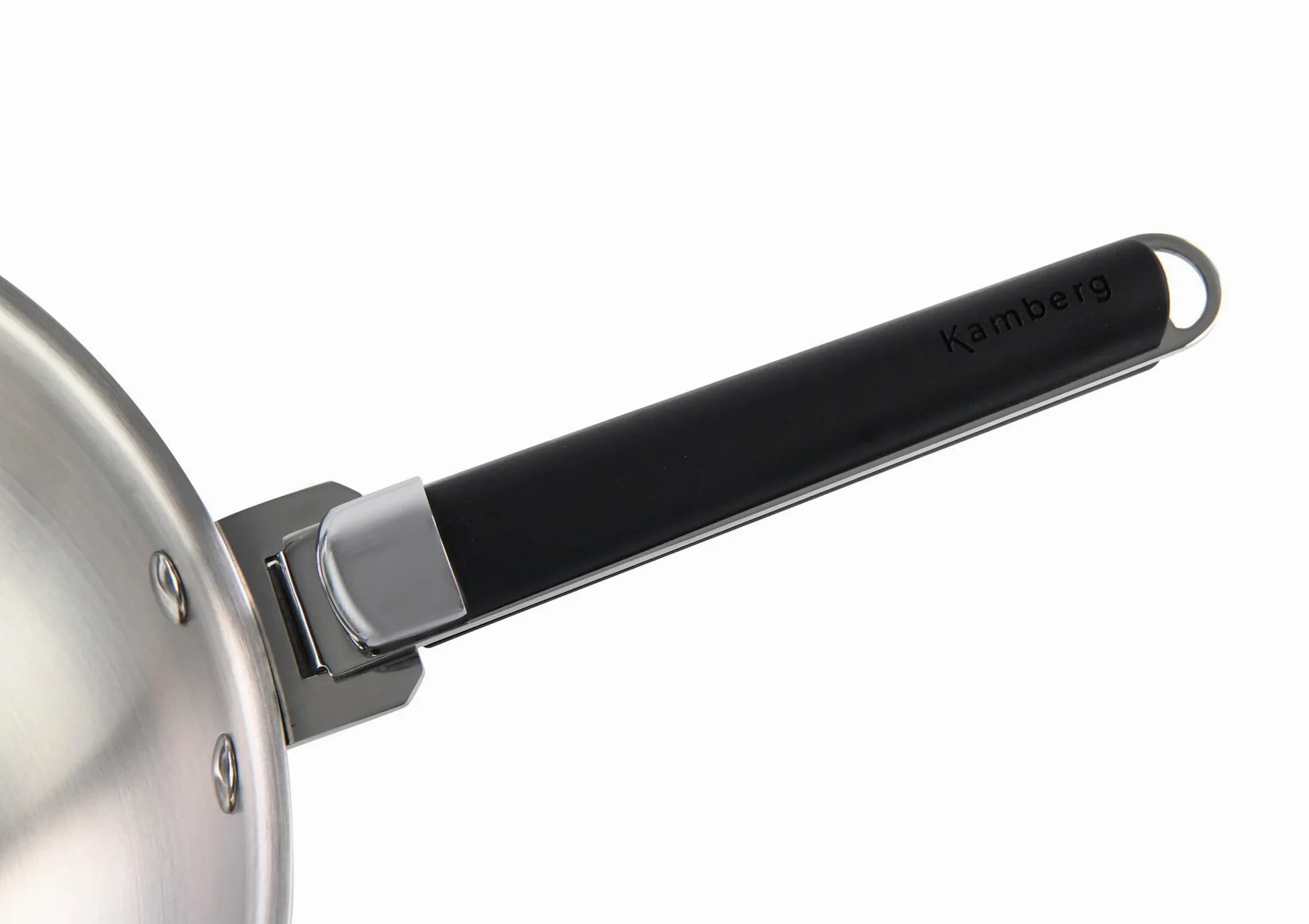 Kamberg - Wok acero inoxidable 28 cm mango extraíble - acero inoxidable 18/10 Triply - Todos los fuegos incluyendo inducción y horno, gris