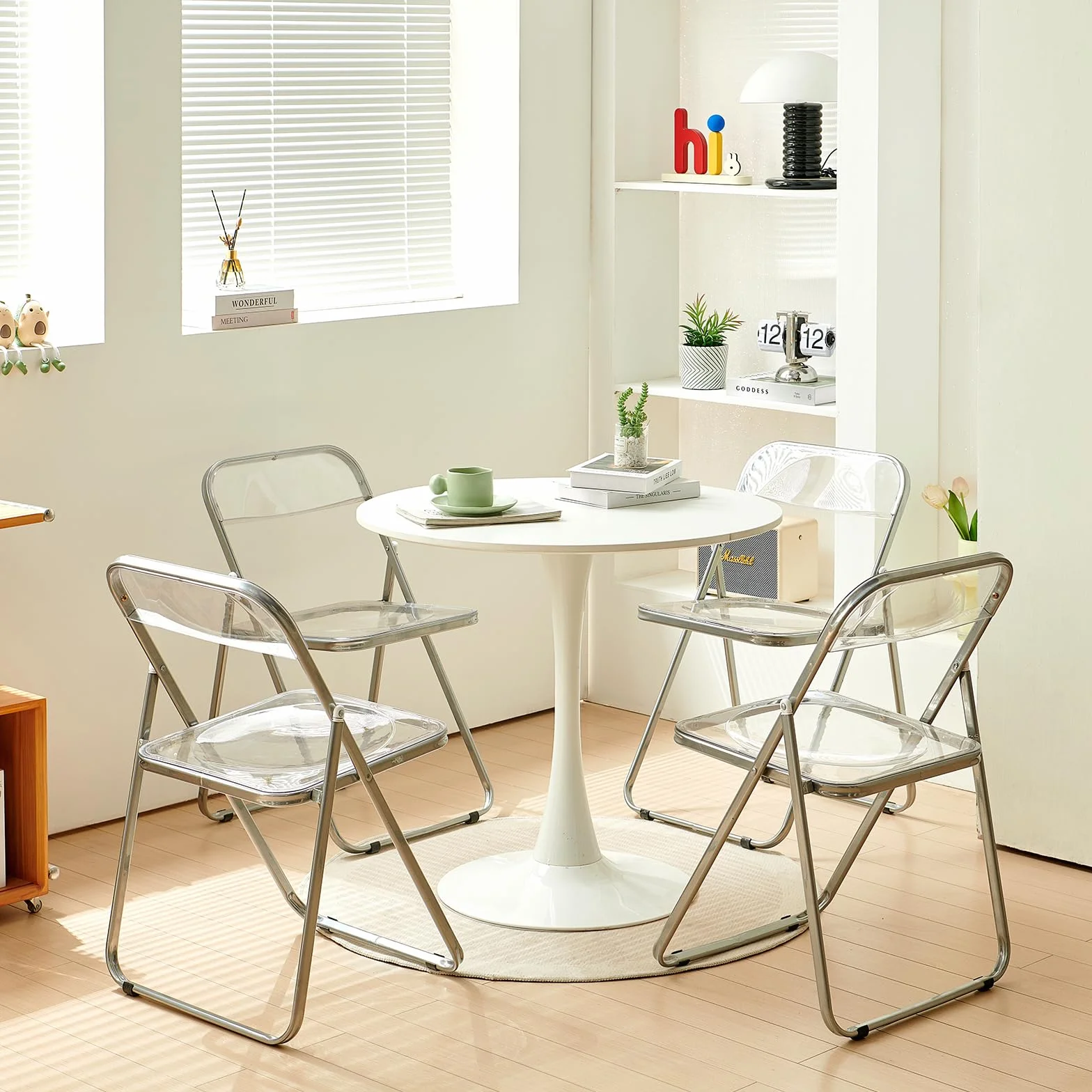 4 sillas Plegables Silla de Pet Metal Transparente Silla Plegable Capacidad de Carga de 150 kg para Comedor, salón, jardín
