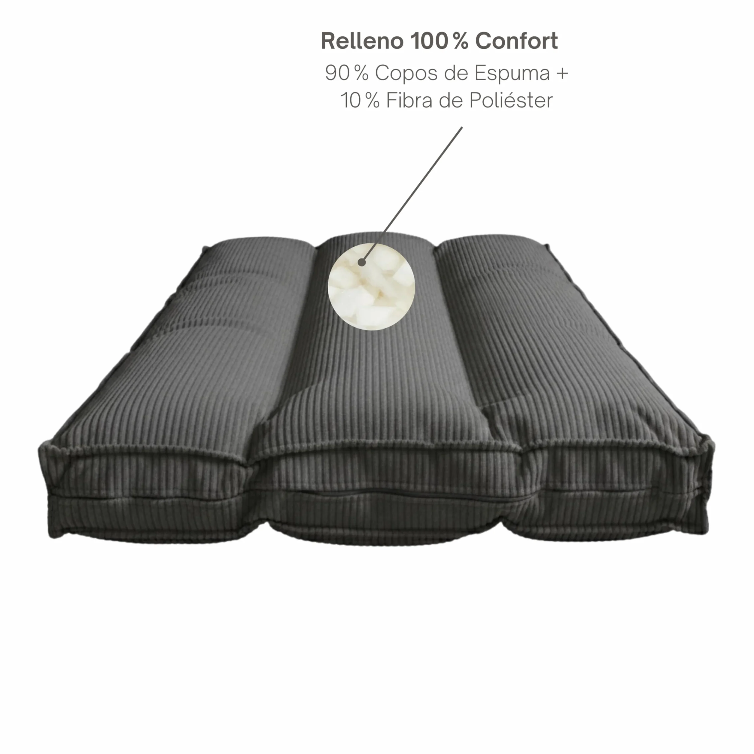 bananair - Futón Japonés Enrollable 1 Persona, Grueso y Cómodo, Fabricado en Francia, Funda Lavable, Cama Plegable de Suelo Práctica – Colchón Plegable, Correa Incluida (90 × 190 cm, Gris Oscuro)
