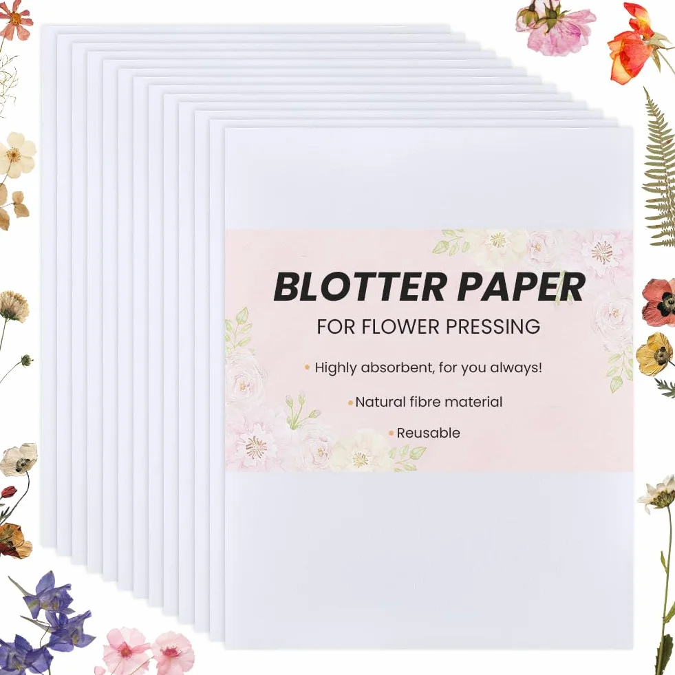 CRASPIRE 100 Hoja de Papel Secante para Prensar Flores, Papel Secante de 10.2 x 7.8 Pulgadas, Altamente Absorbente, Reutilizable, Recambio, Secado, Absorbente, Hoja, Suministros para Prensar Flores,