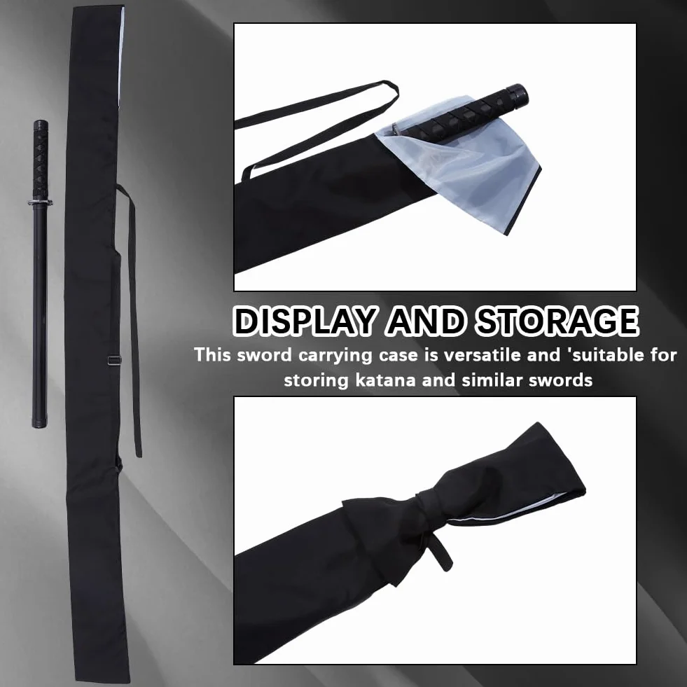 GORGECRAFT Bolsa de transporte para katana ninja, funda de almacenamiento de poliéster negro, con correa ajustable para disfraz de samurái
