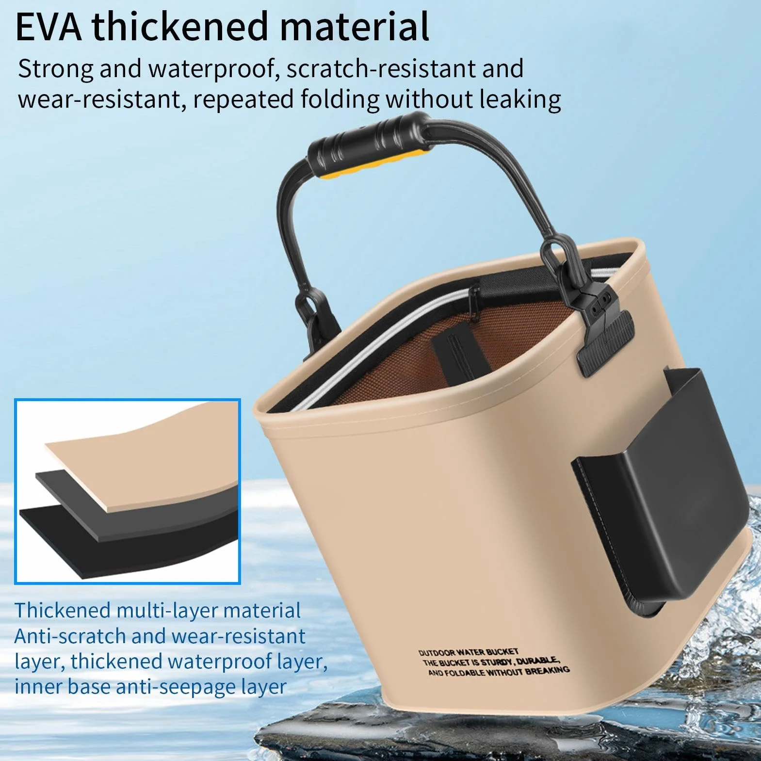 Cubo Portátil para Peces, Cubo de Pesca Plegable 8L/13L, Contenedor de Almacenamiento EVA