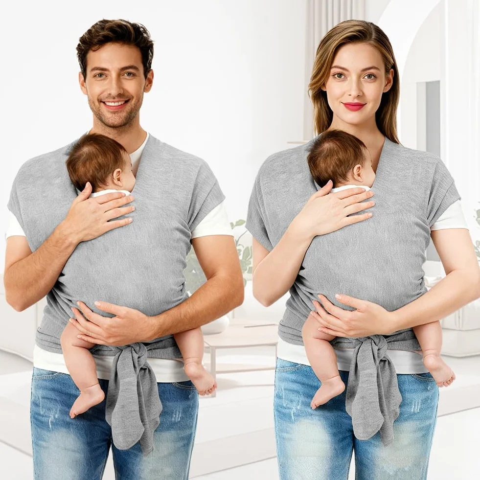 Portabebés Ergonómico Ajustable para Bebés hasta 15kg, Multifuncional Respirable, Manos Libres (Gris Claro)