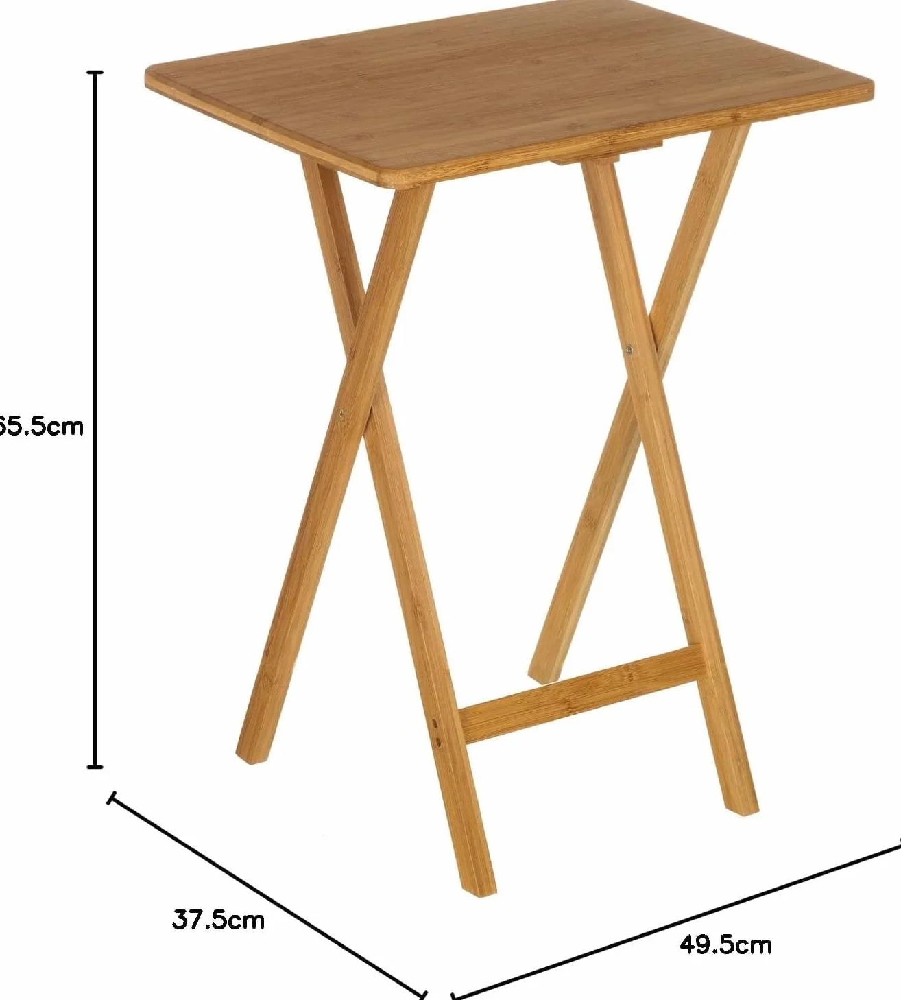 LOLAhome Mesita Auxiliar Plegable de bambú, marrón, Mesa nórdica Multiusos portatil para salón, Comedor, Cocina, habitación, balcón, terraza, 49,50x37,5x65,5cm