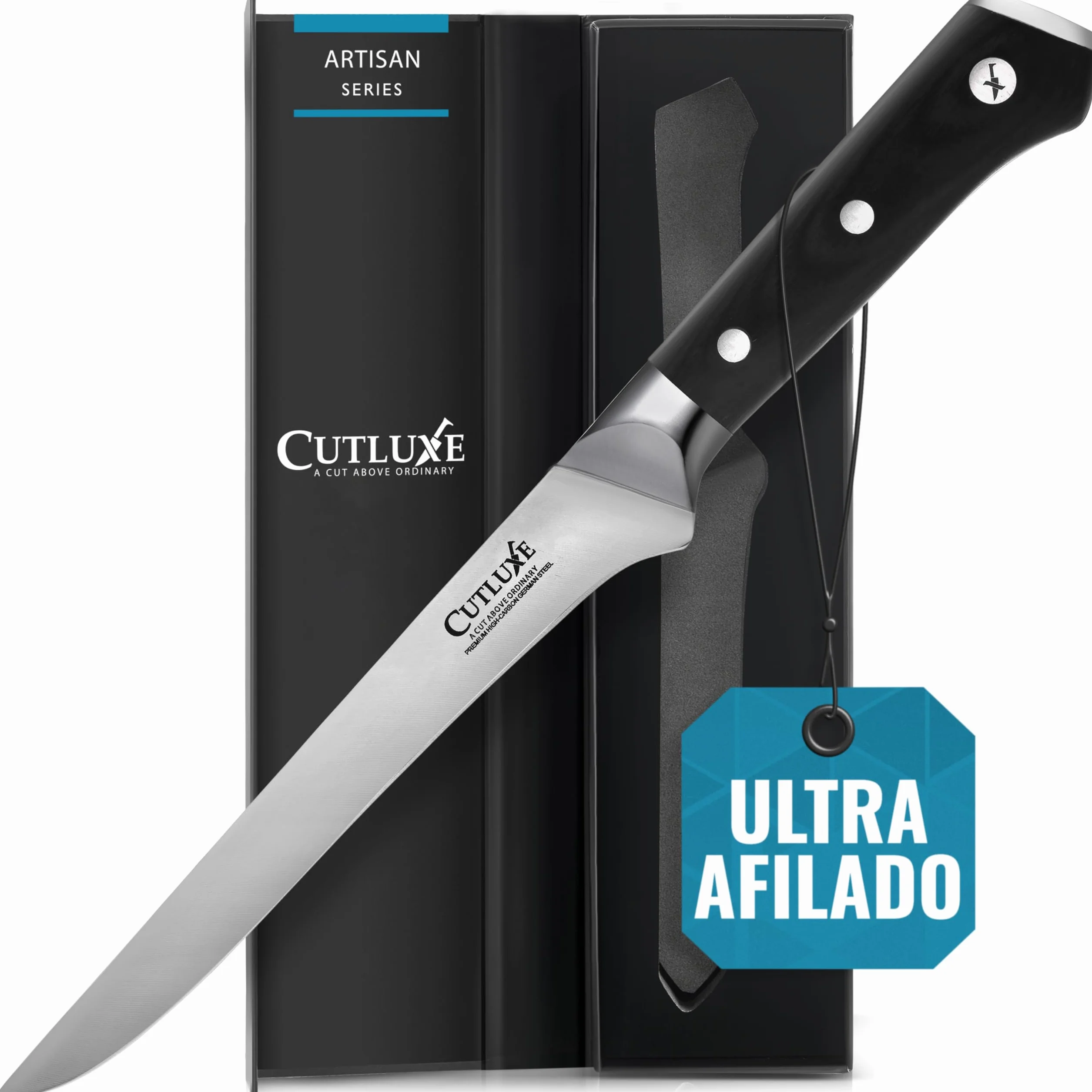 Cutluxe Cuchillo Fileteador y Deshuesar 15cm Acero Alemán Alto Carbono Serie Artesano