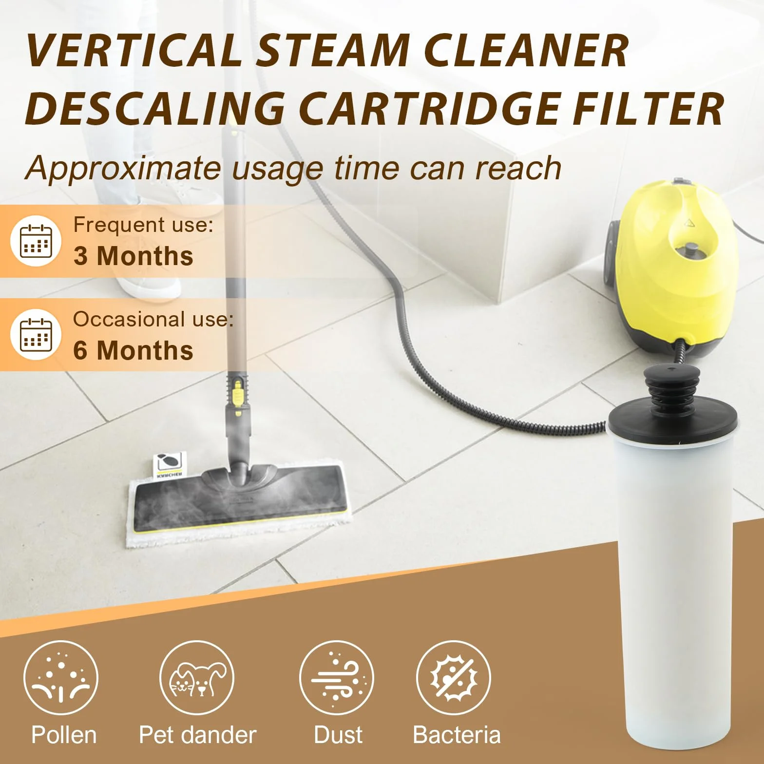 Juego de 2 Filtros Descalcificadores para Karcher SC3, Kit de Accesorios para Limpiador a Vapor (Blanco)